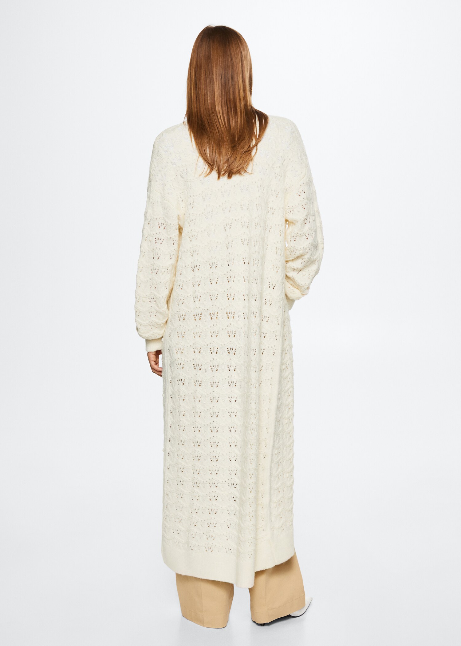 Openwork long cardigan - Reverse of the article