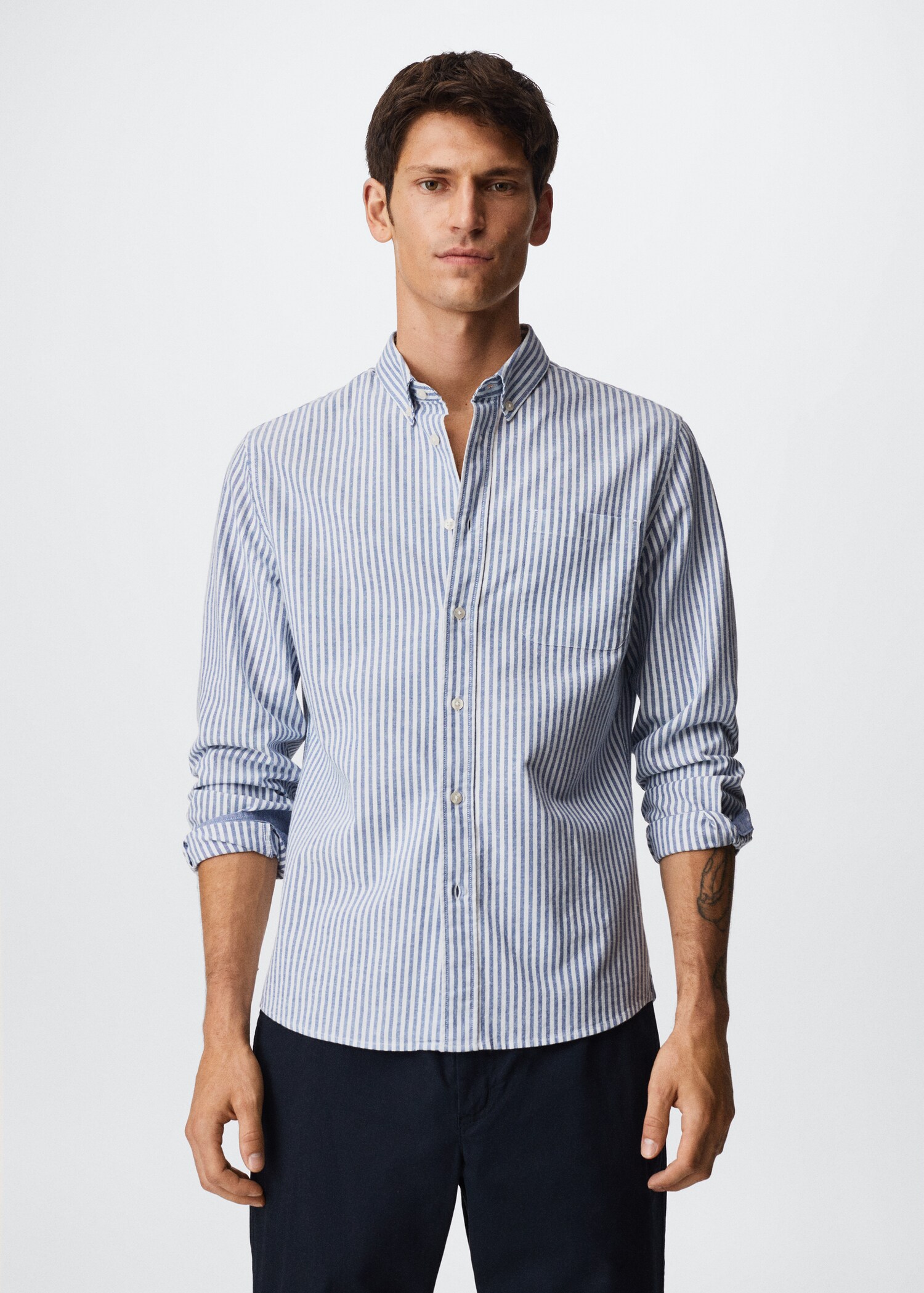 Regular-fit cotton striped shirt - Medium plane