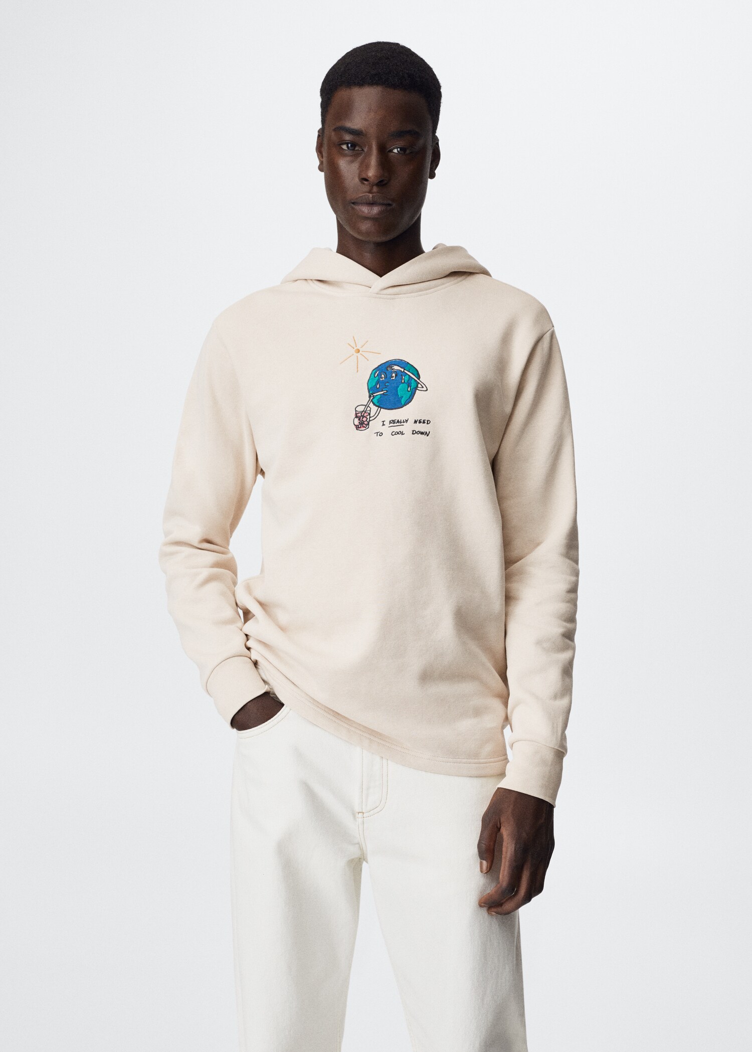 Embroidered cotton sweatshirt - Medium plane