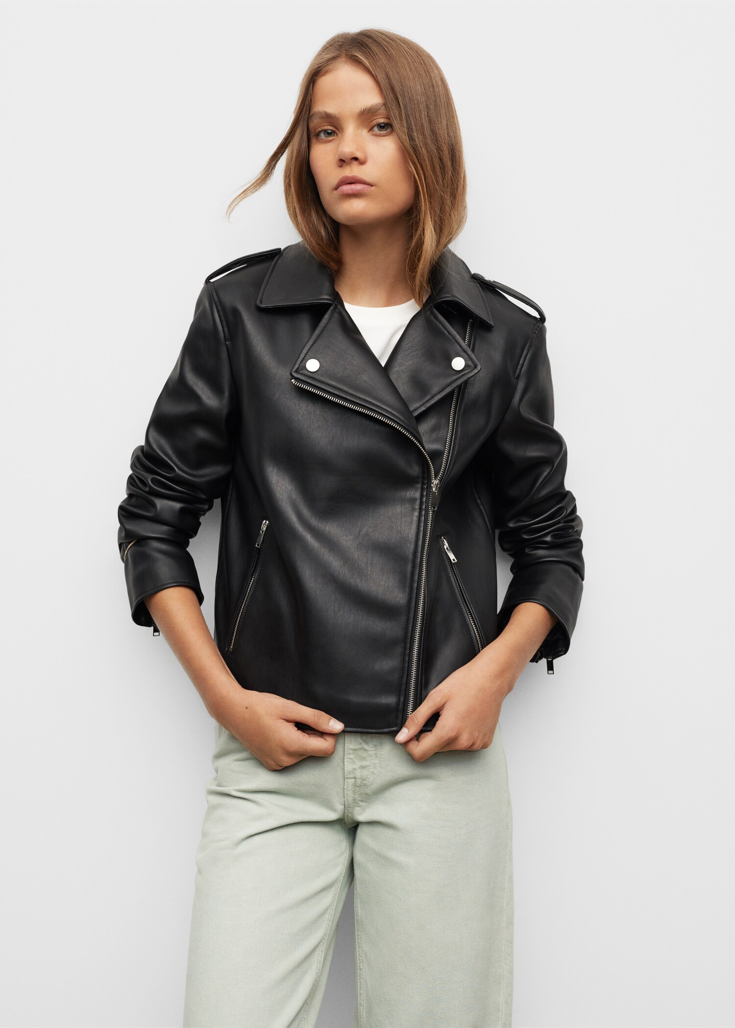 Leather-effect biker jacket - Details of the article 1