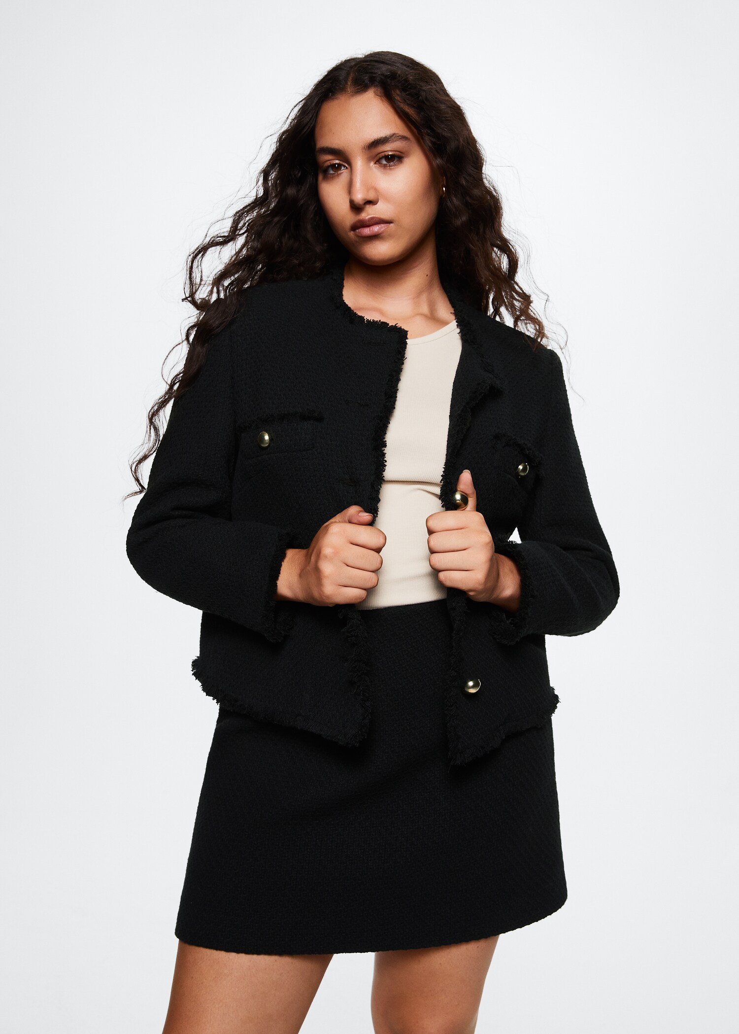 Chaqueta tweed bolsillos - Detalle del artículo 5