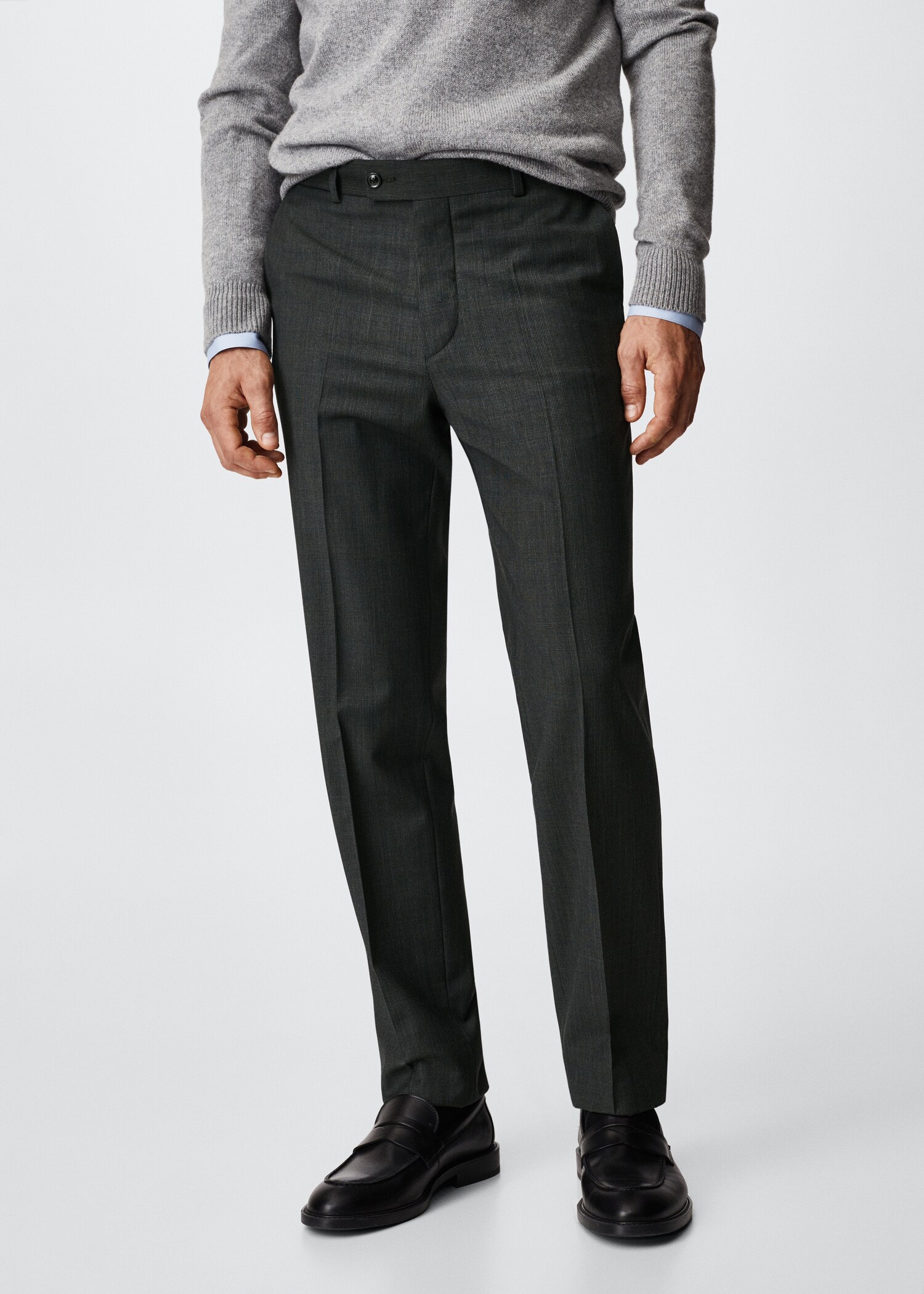 Slim fit wool suit trousers - Medium plane