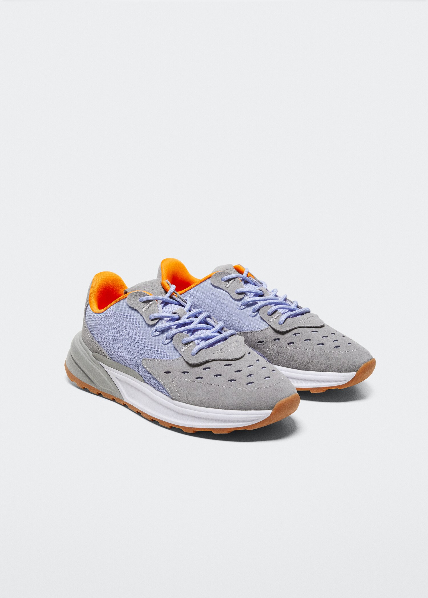 Leather mixed sneakers - Medium plane