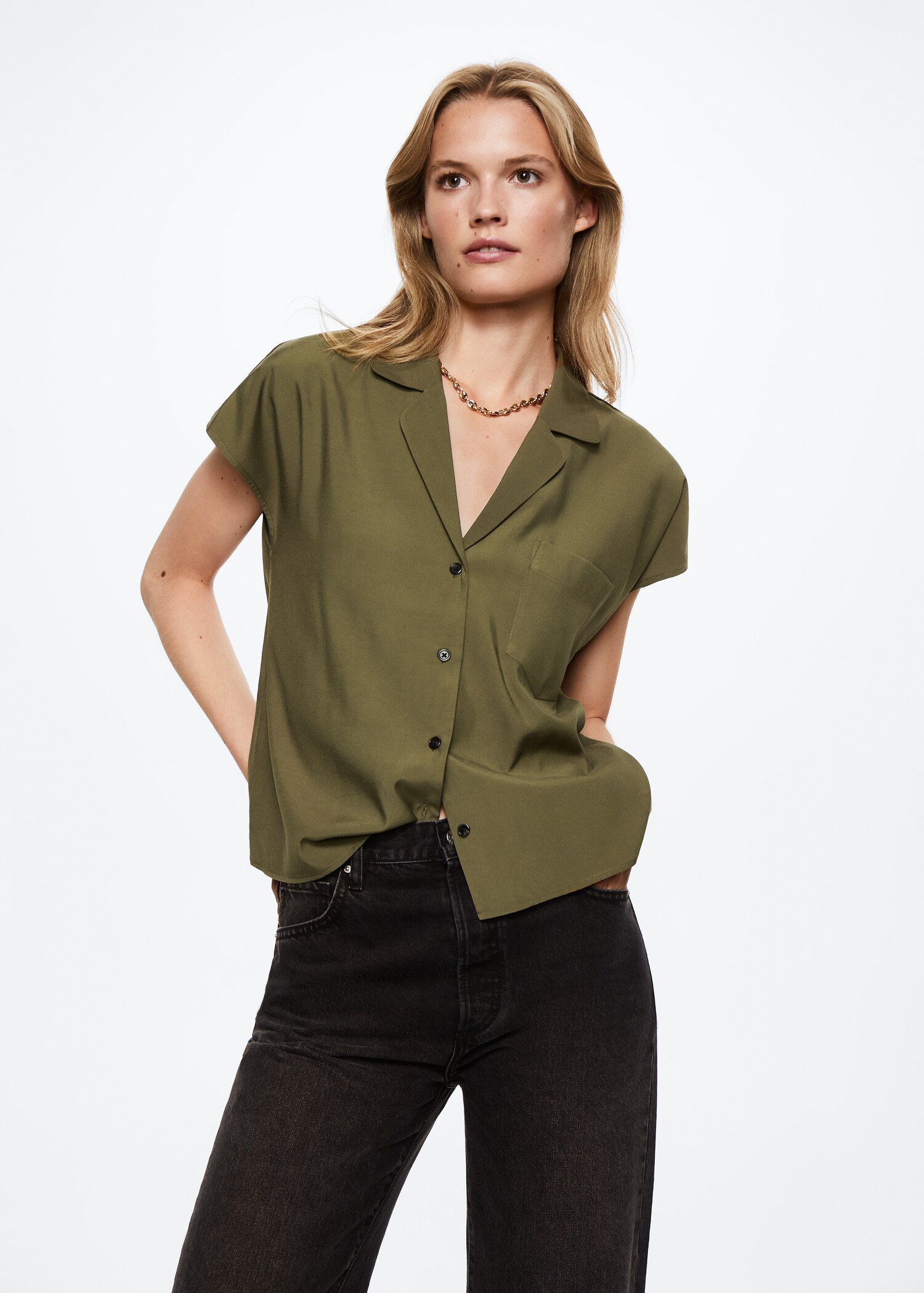 Camisa fluida butxaca - Pla mig
