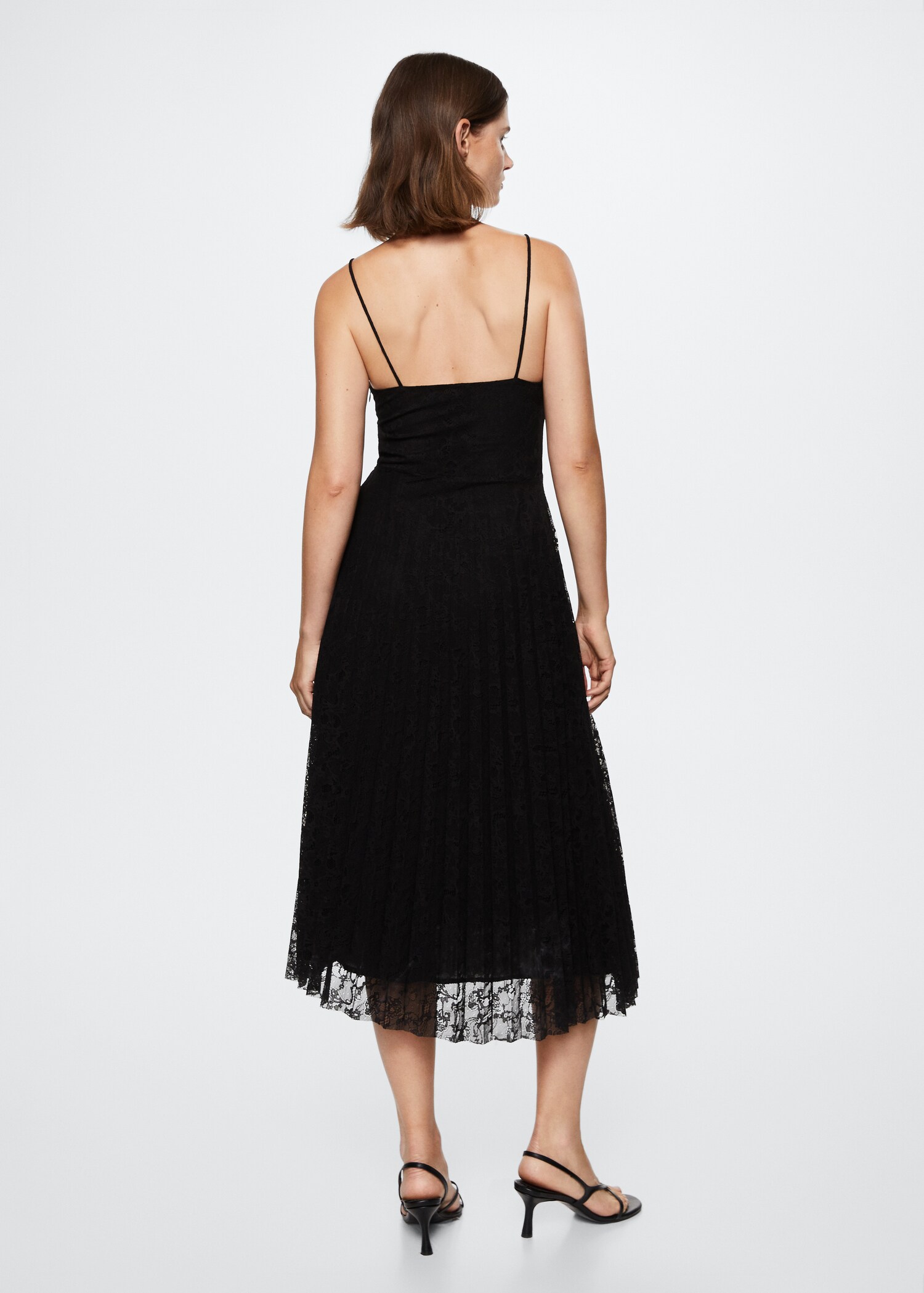 Plissée-Kleid mit Spitzenbesatz - Rückseite des Artikels