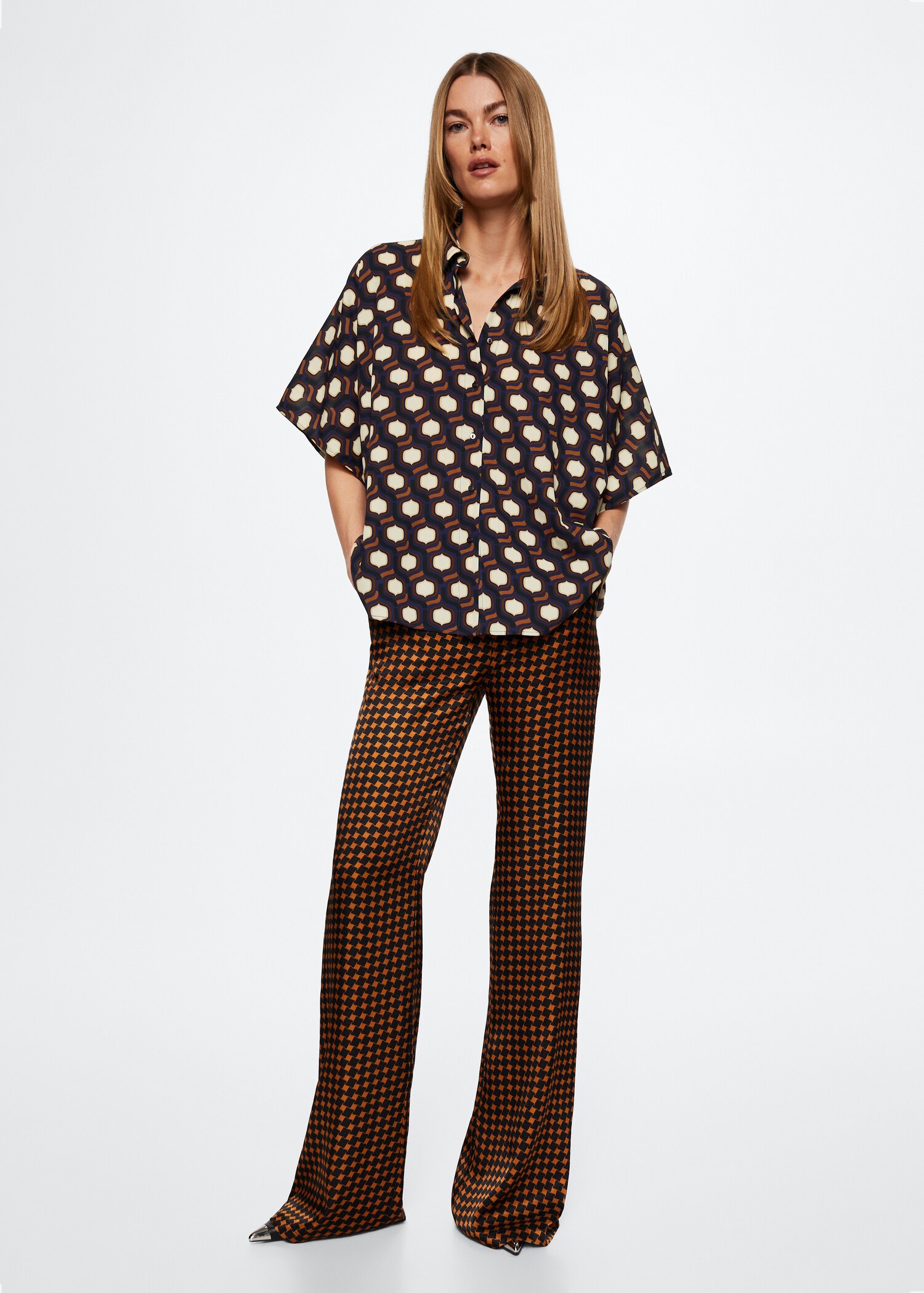 Satin printed trousers - Details of the article 1