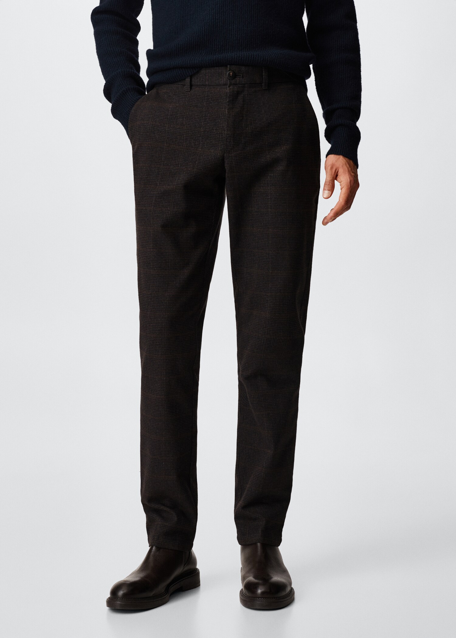 Pantalon slim fit à carreaux en coton - Plan moyen