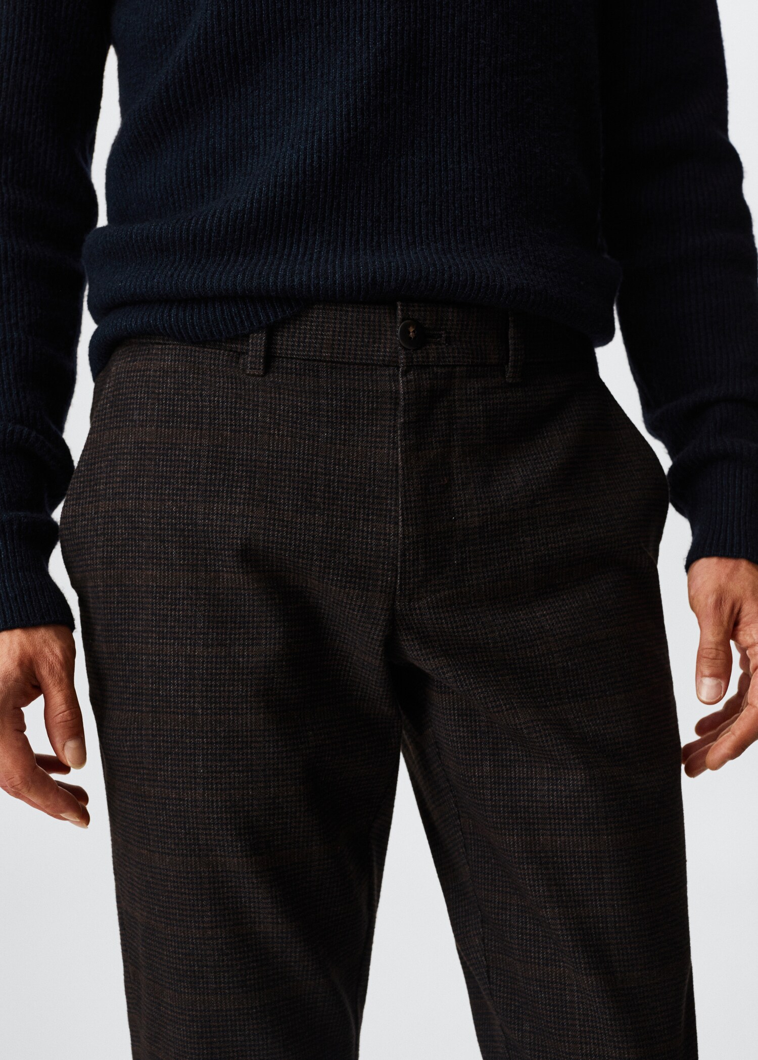 Pantalon slim fit à carreaux en coton - Détail de l'article 1