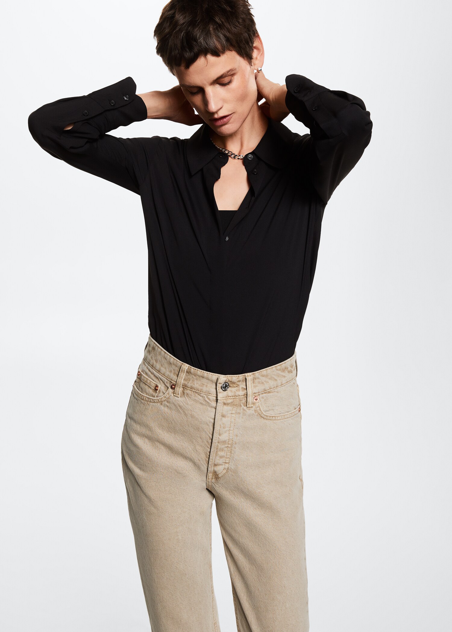 High-waist cropped straight jeans - Details of the article 1