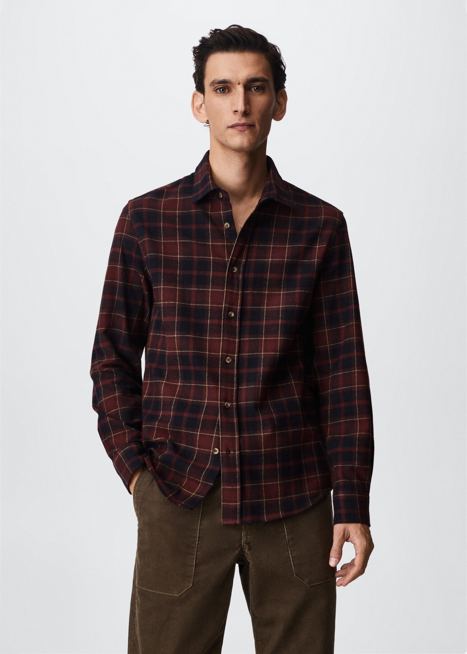 Regular fit checked flannel shirt - Medium plane