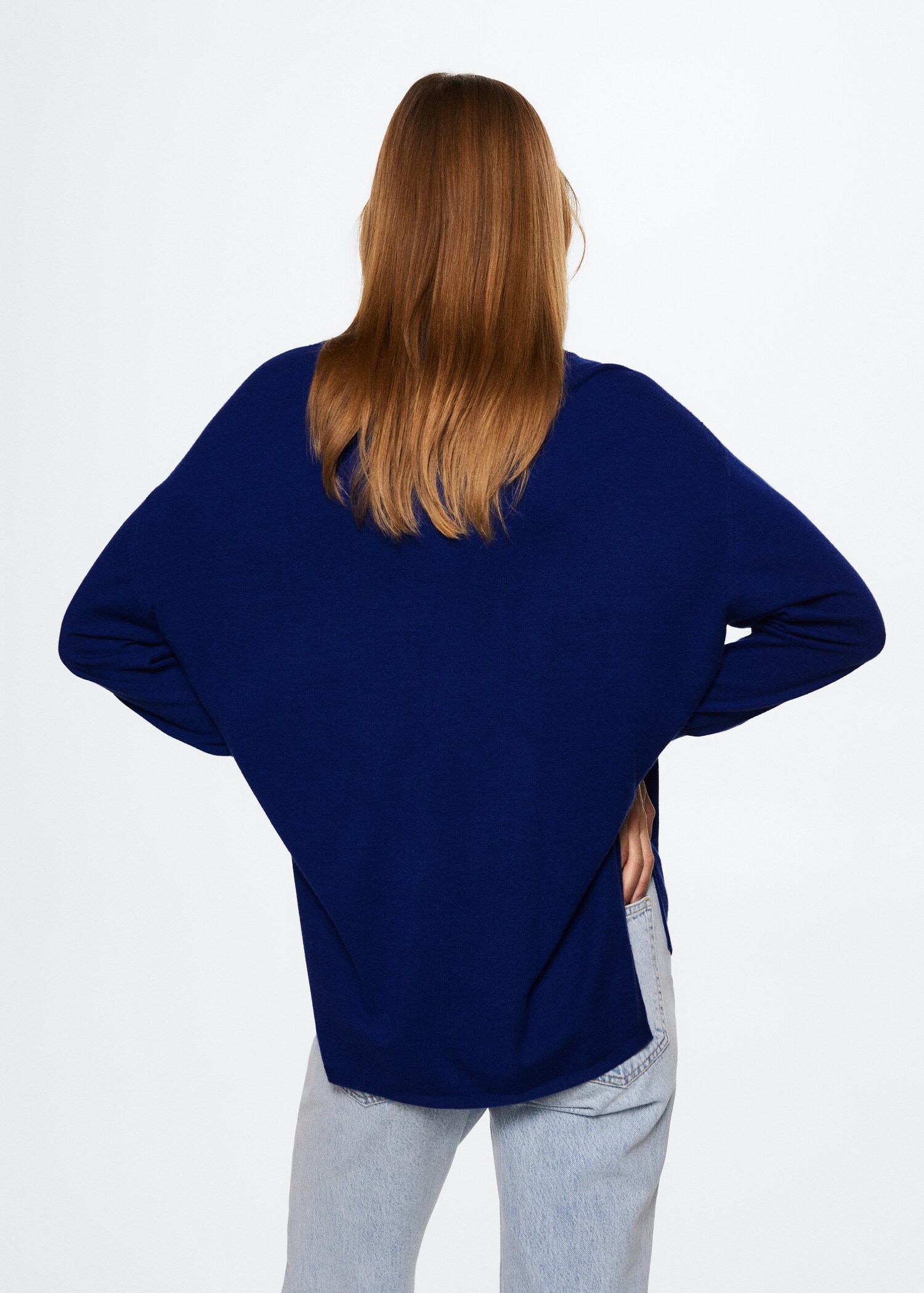 Perkins-neck fine-knit sweater - Reverse of the article
