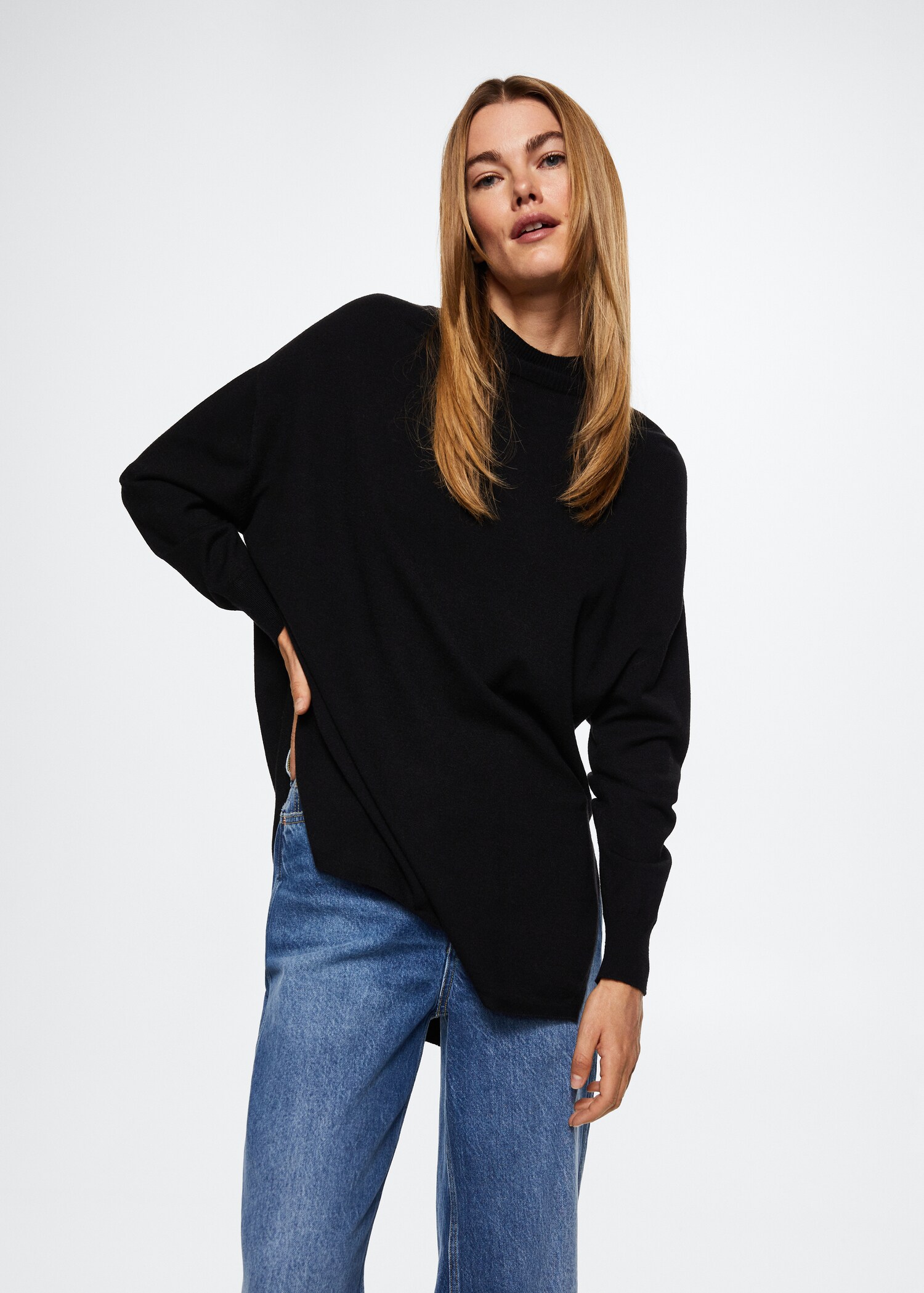 Perkins-neck fine-knit sweater - Medium plane