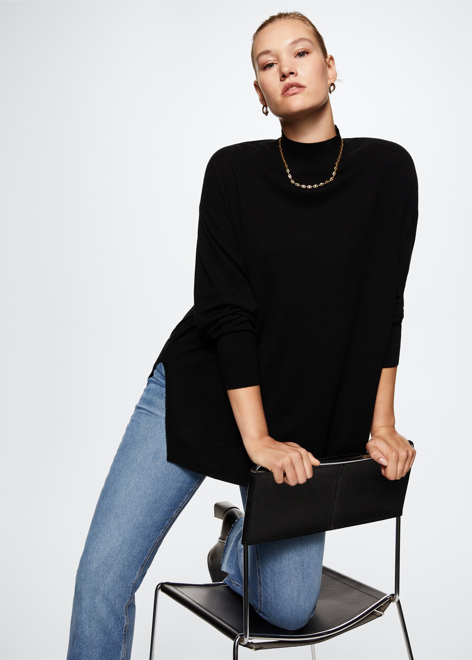 Perkins-neck fine-knit sweater - Details of the article 4