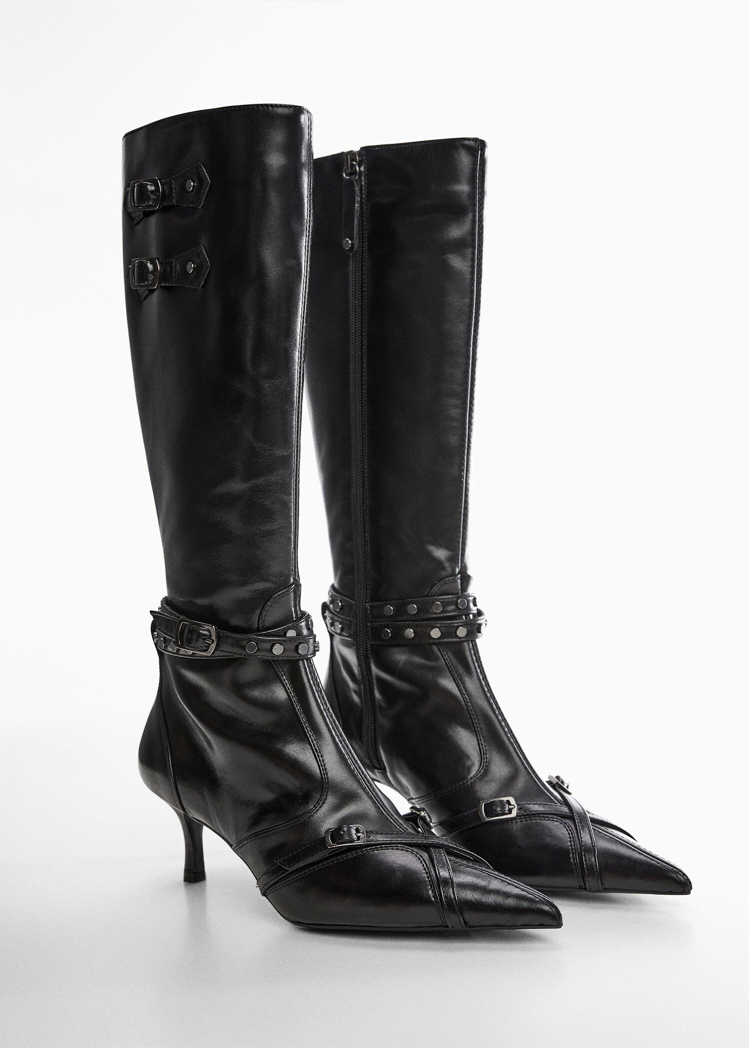 High heel leather boot - Medium plane