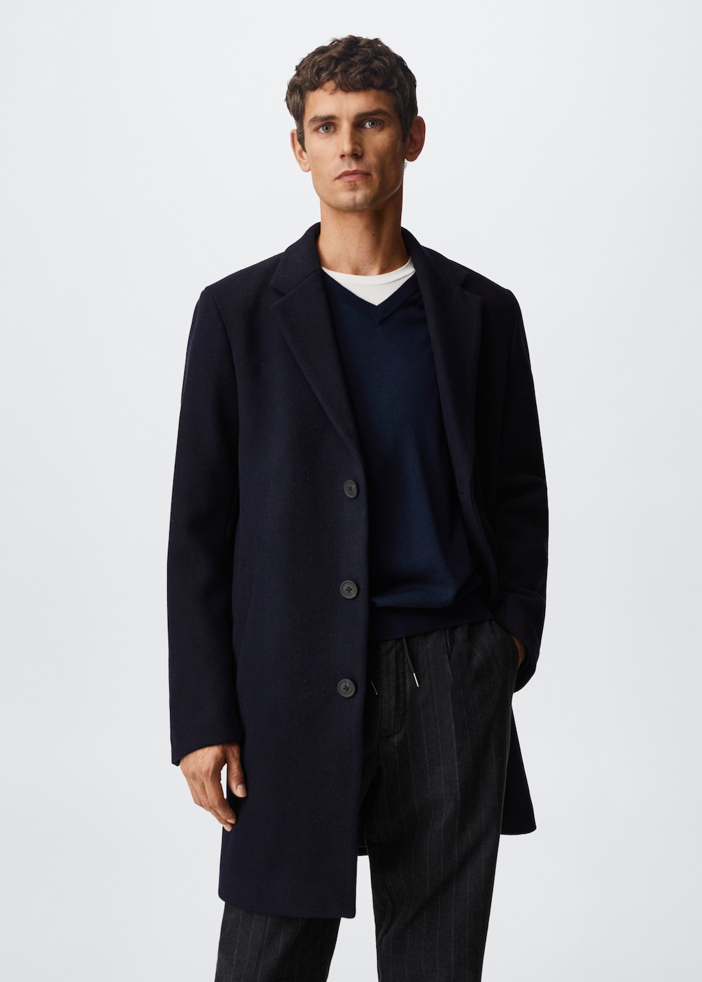 Mens wool coat navy sale
