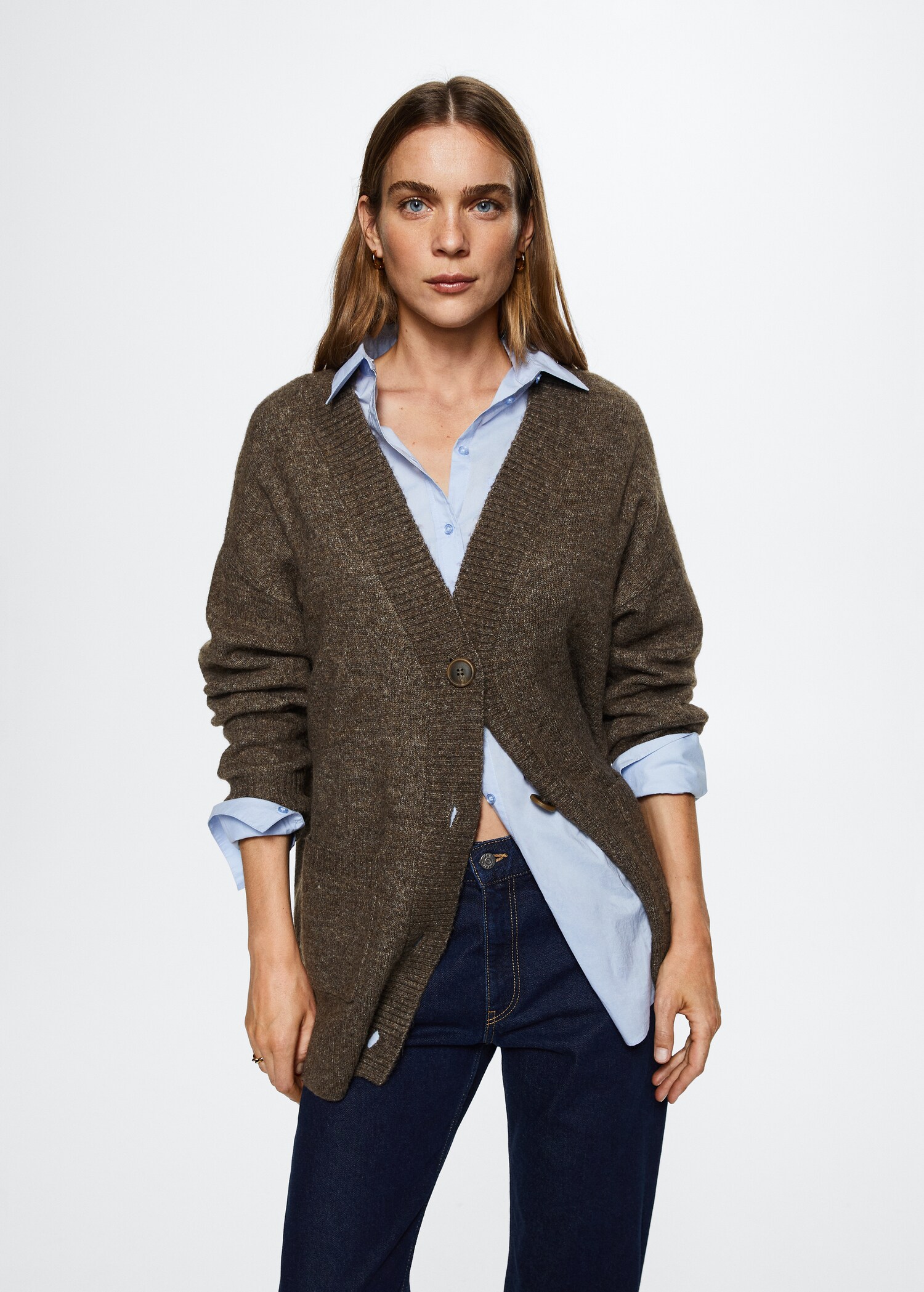 Oversized cardigan with buttons - Medium plane