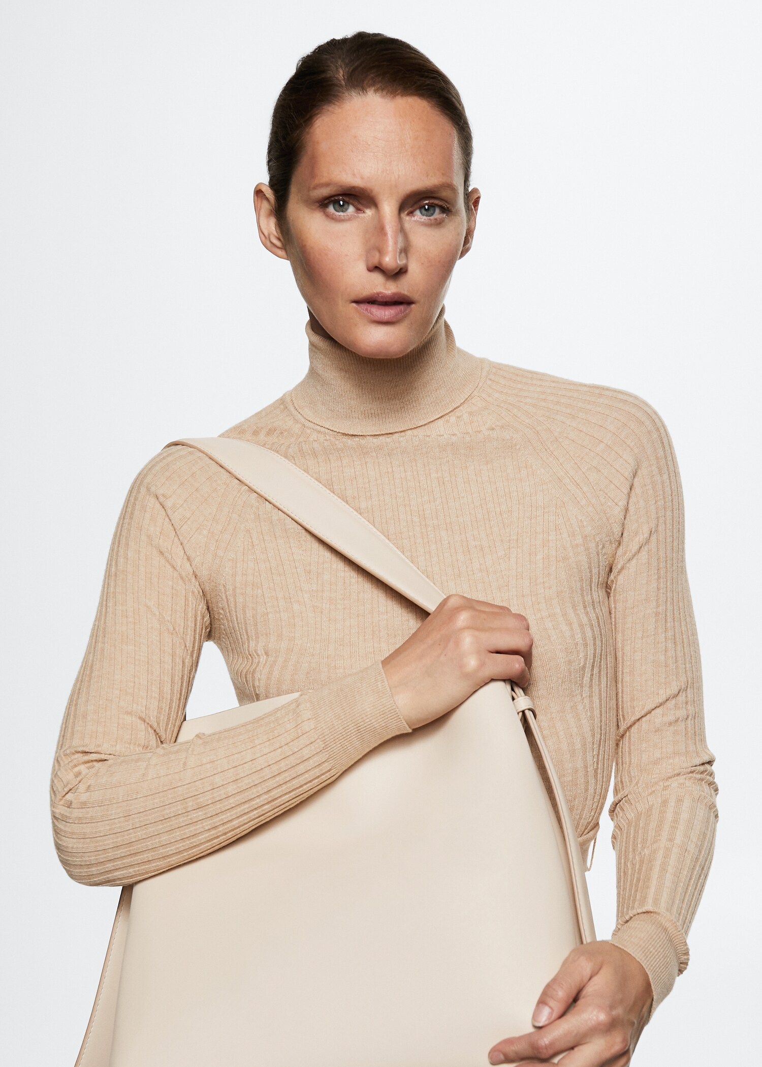 Ribbed turtleneck dress  - Medium plane