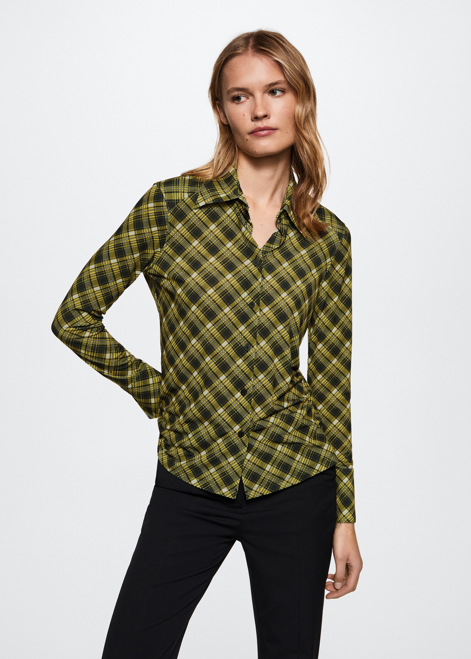 Soepelvallende geruite blouse  - Middenvlak