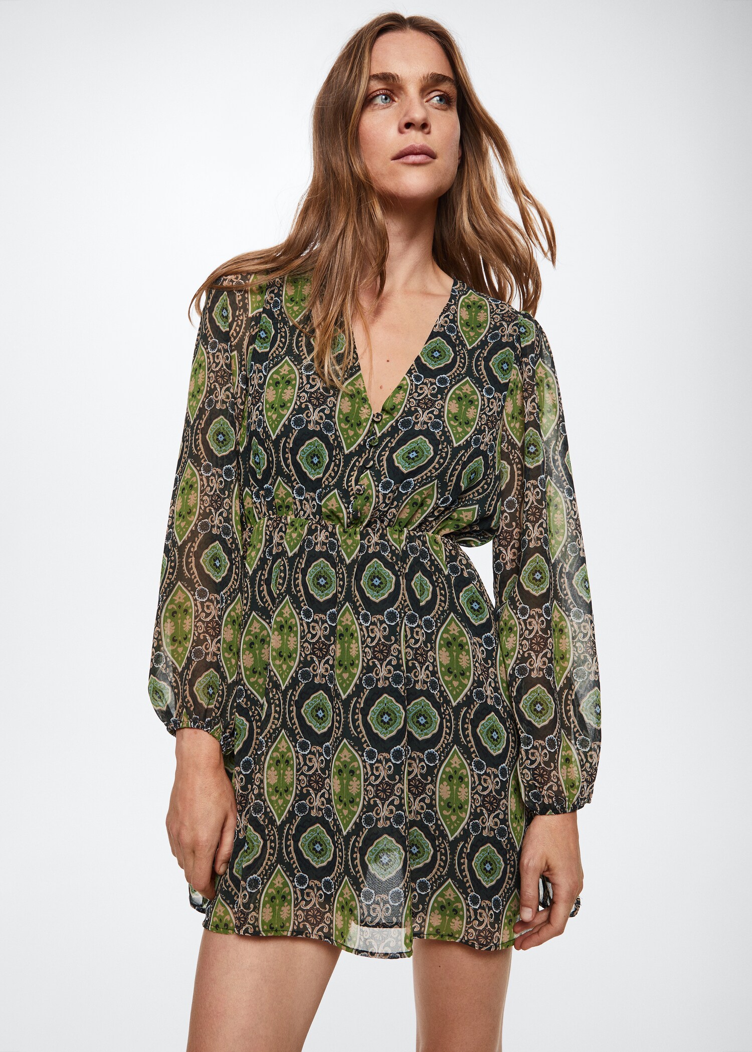 Vestido estampado barroco - Plano medio