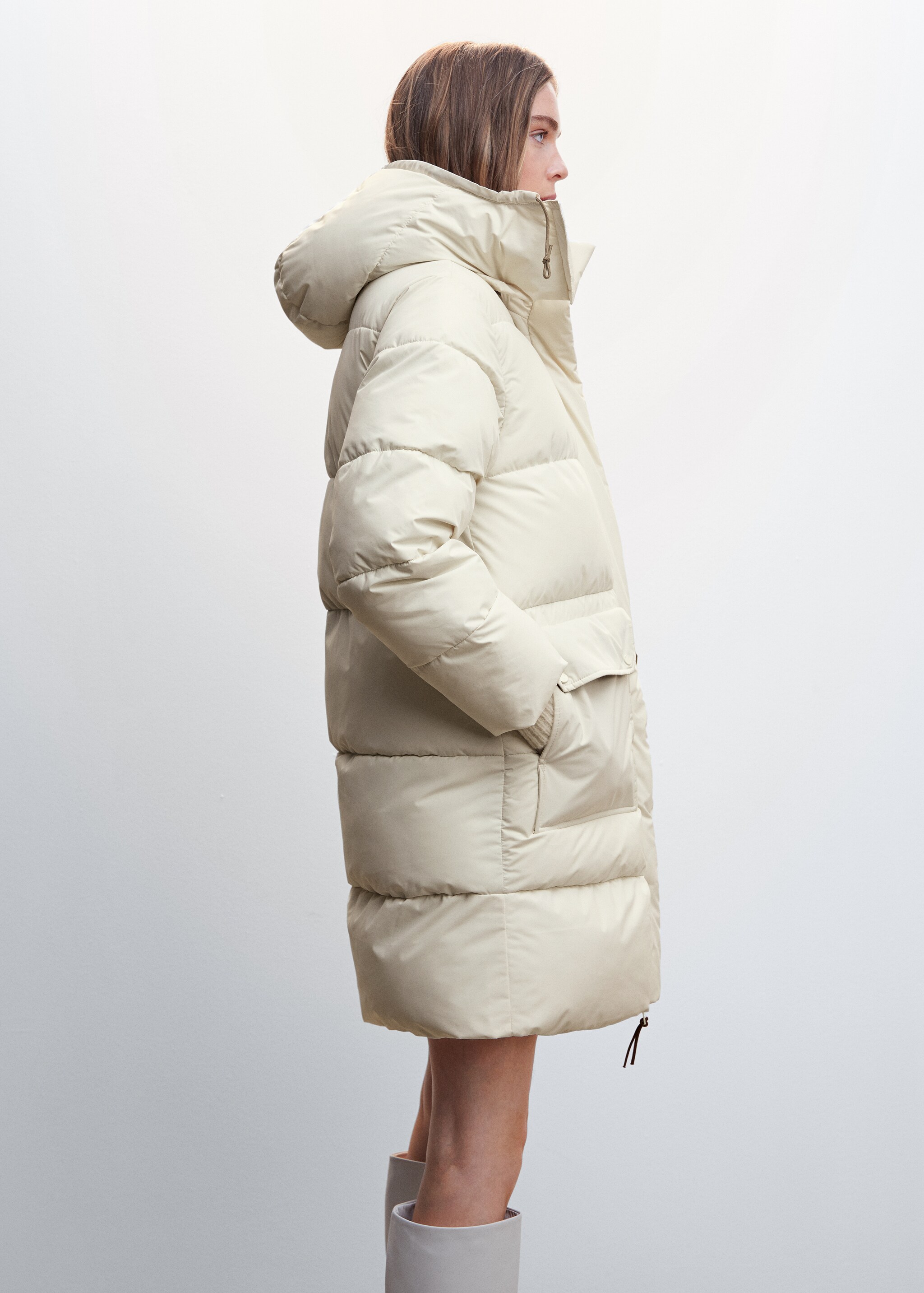 Detachable hood quilted coat - Details of the article 2