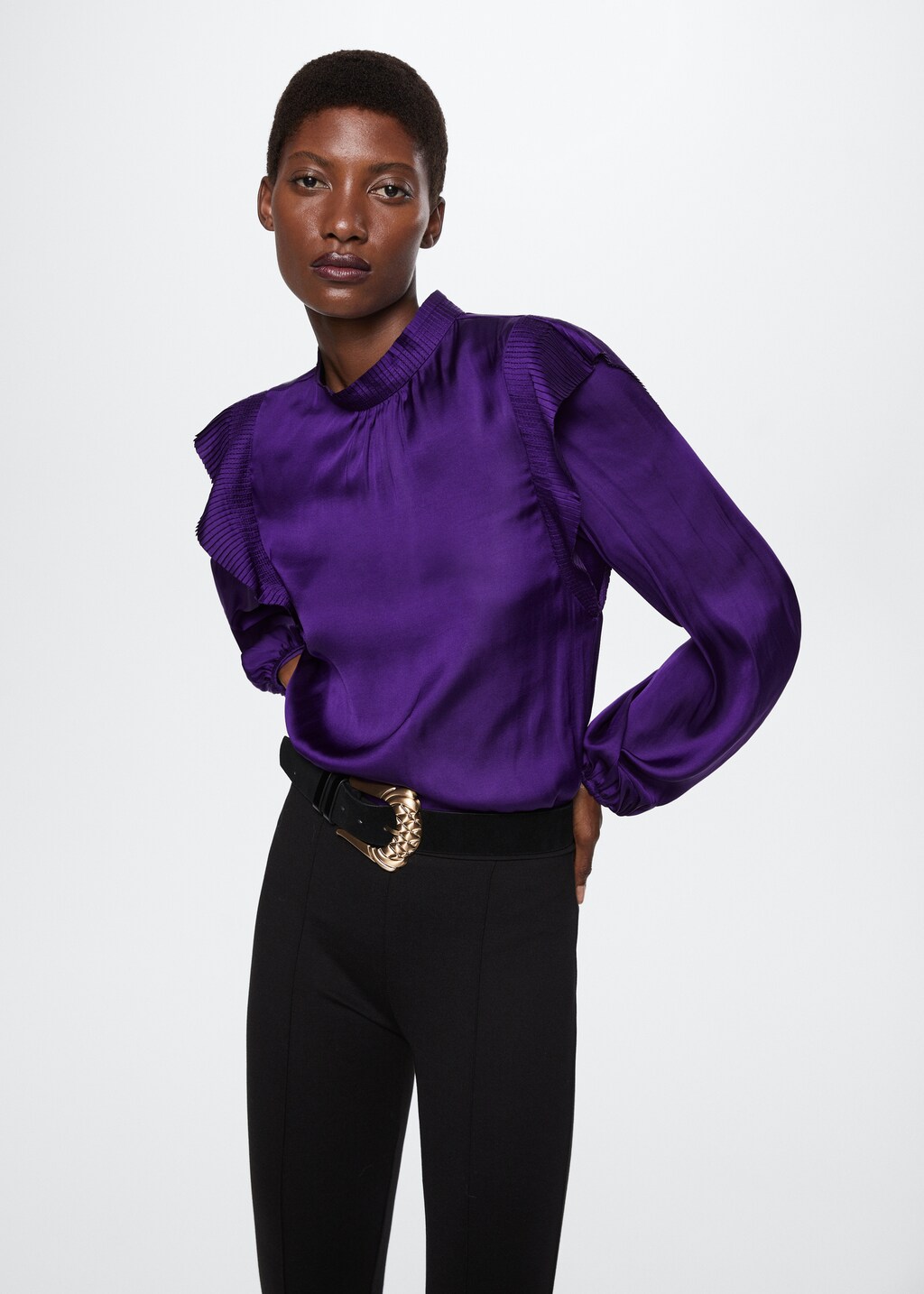 Blouse satinee a volants Femme MANGO OUTLET Luxembourg