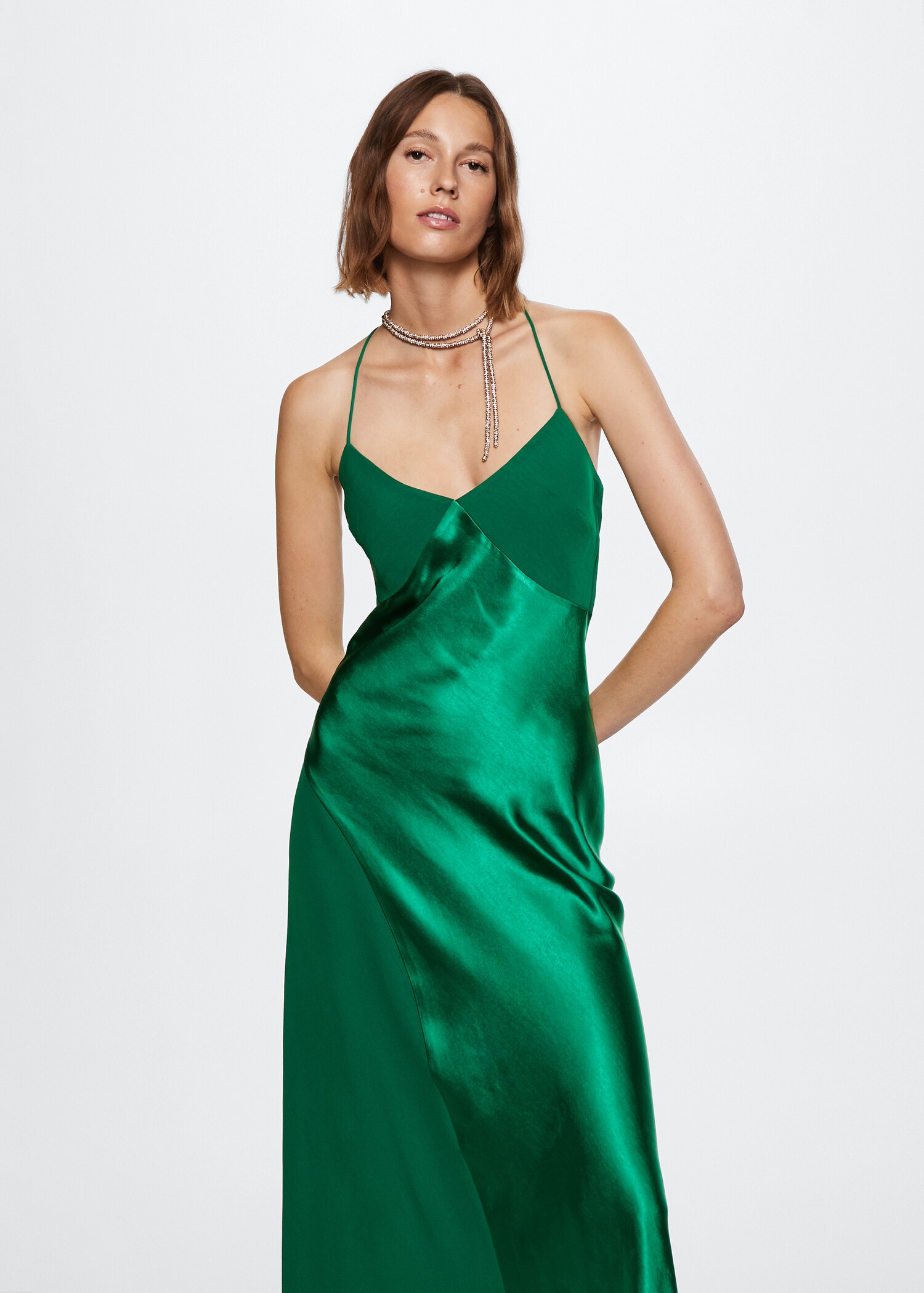 Vestido panel satinado - Plano medio