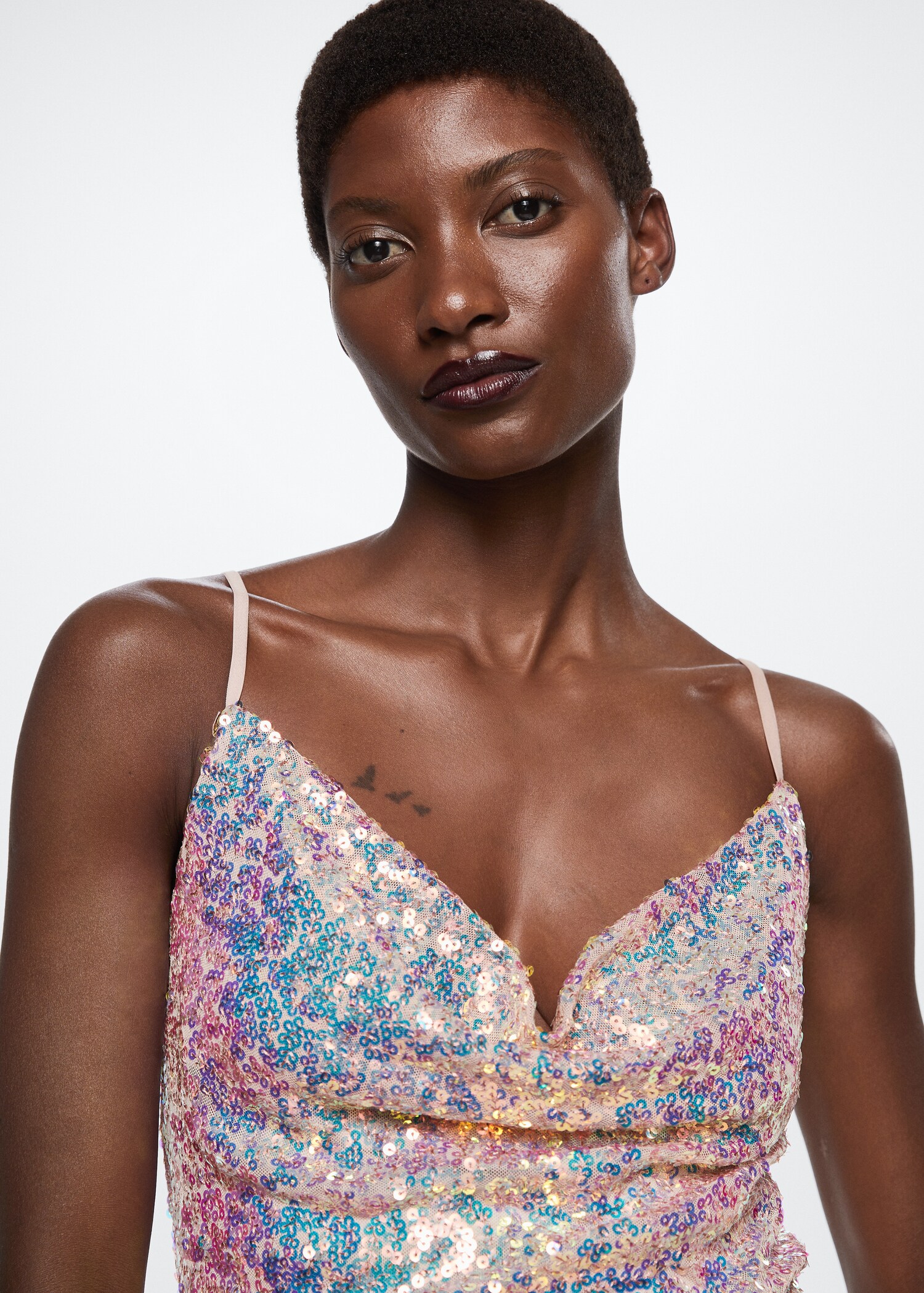 Semi-transparent short sequin dress - Details of the article 1