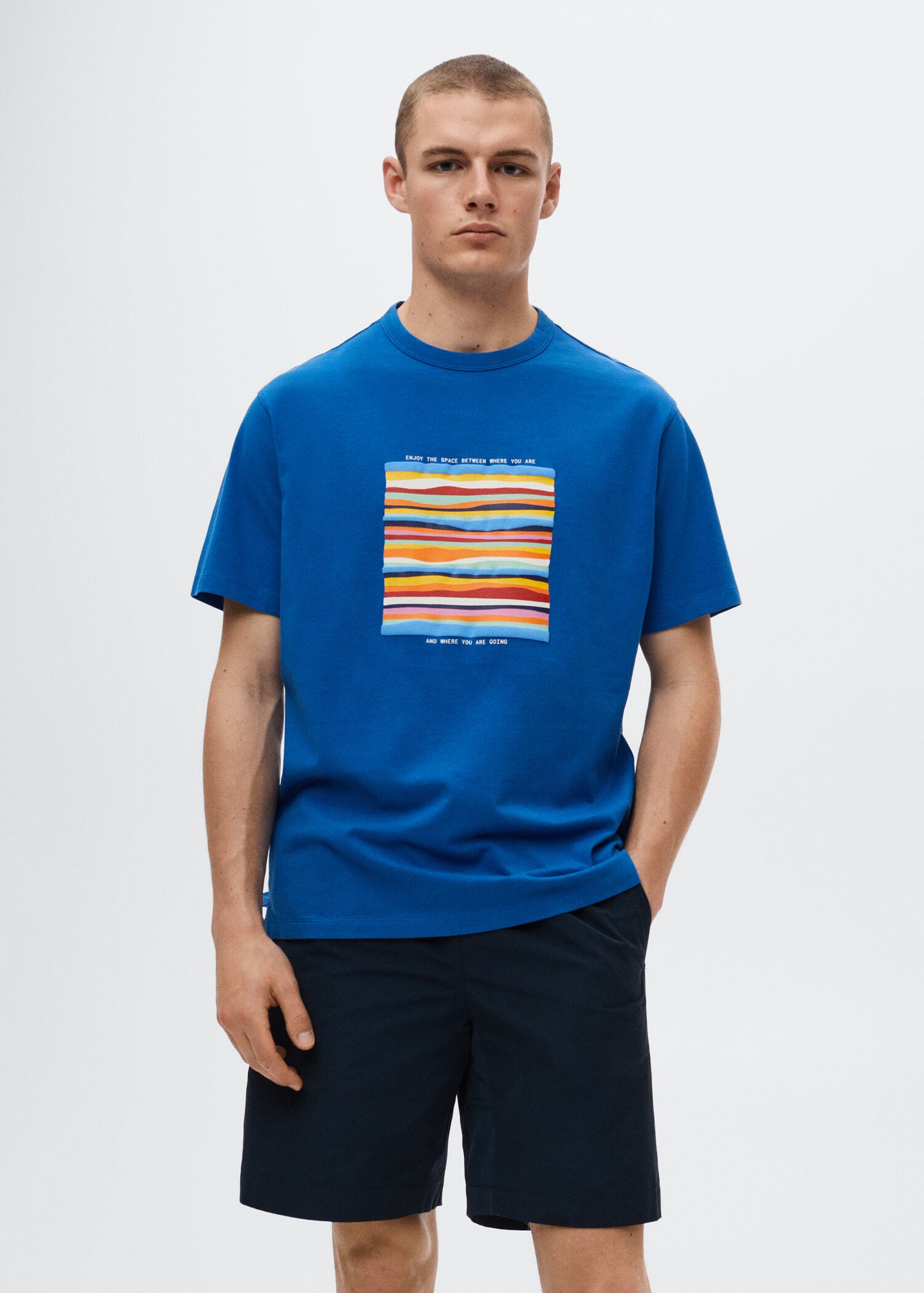 Printed cotton-blend T-shirt - Medium plane