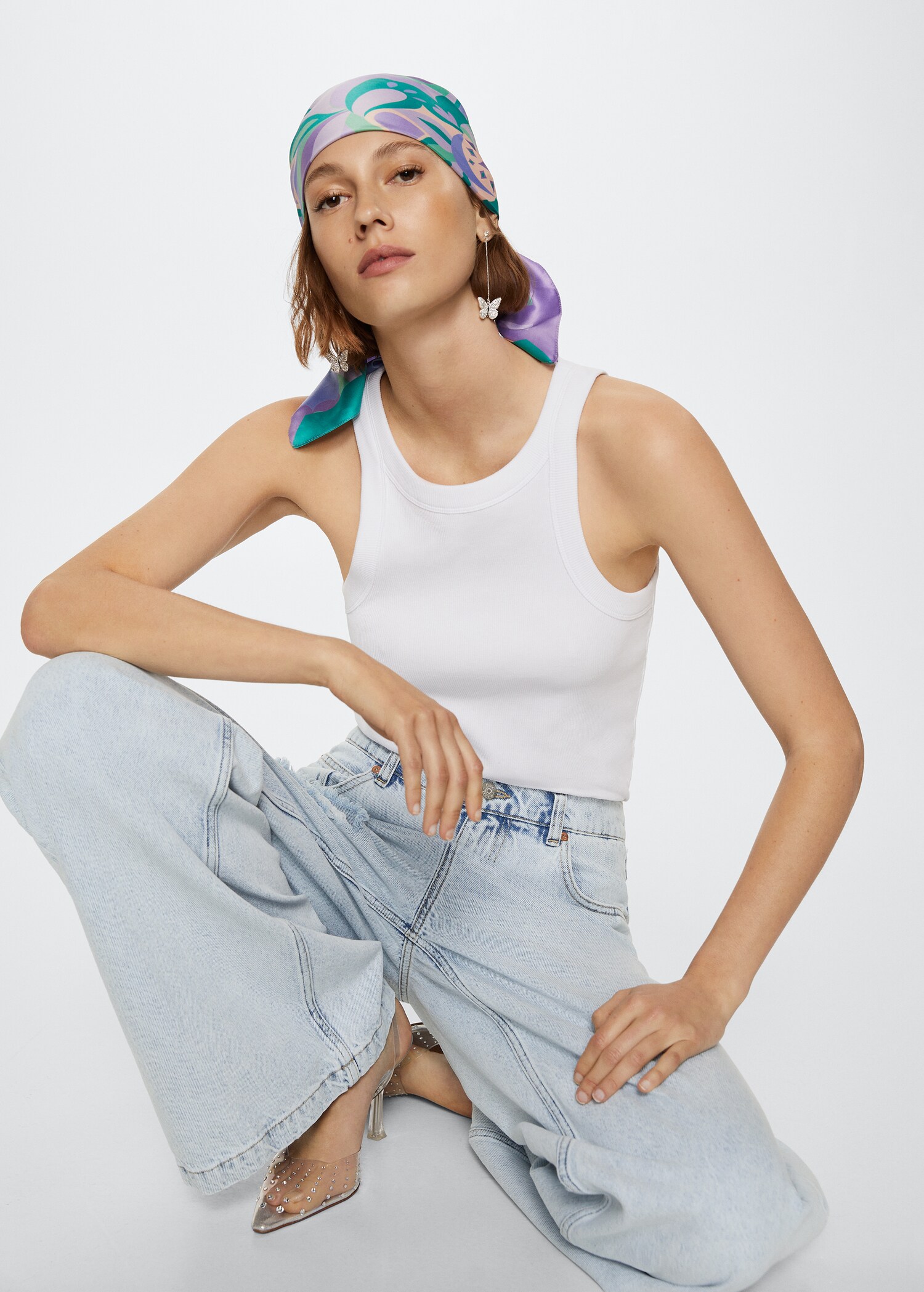 Decorative ripped wideleg jeans - Details of the article 1