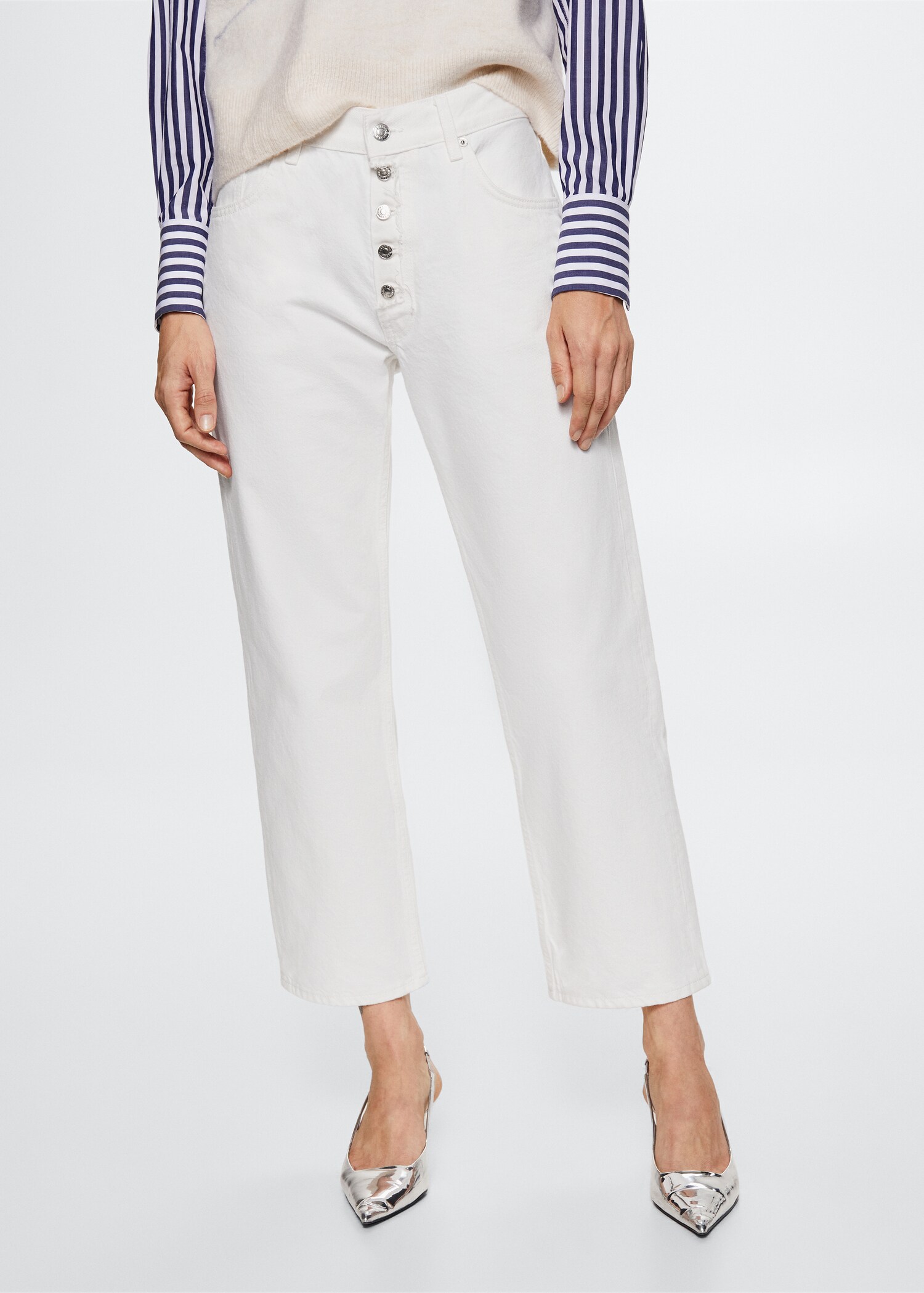 Straight-fit cropped jeans - Medium plane