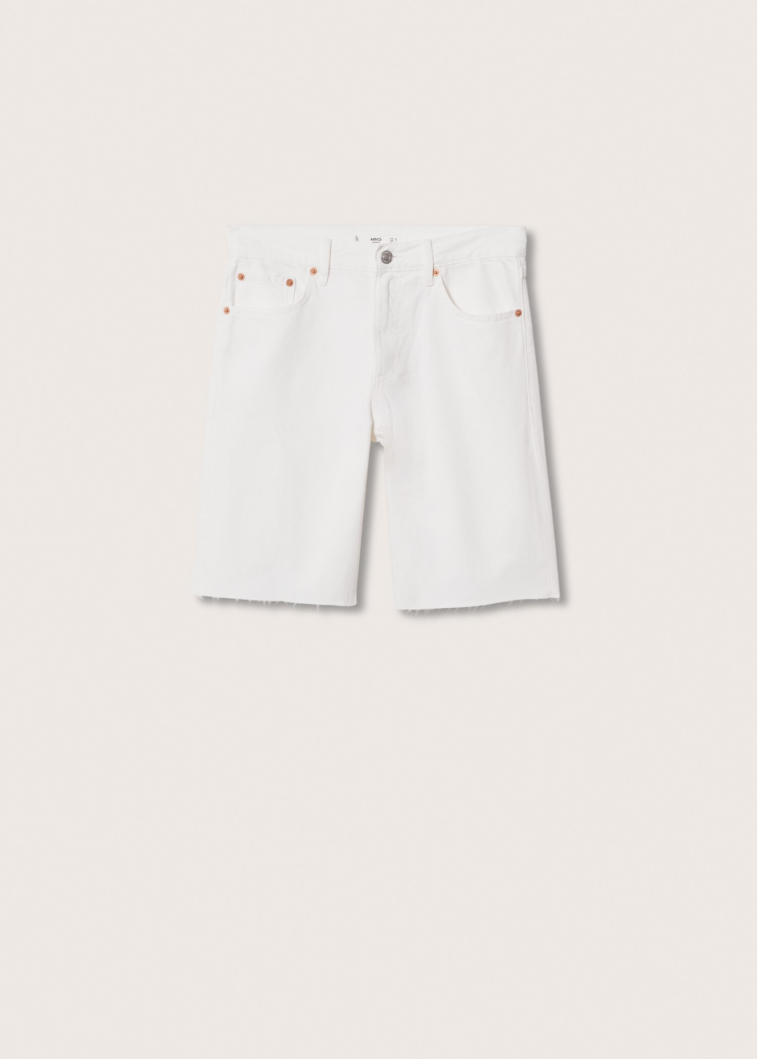 Denim bermuda shorts with frayed hem - Article without model