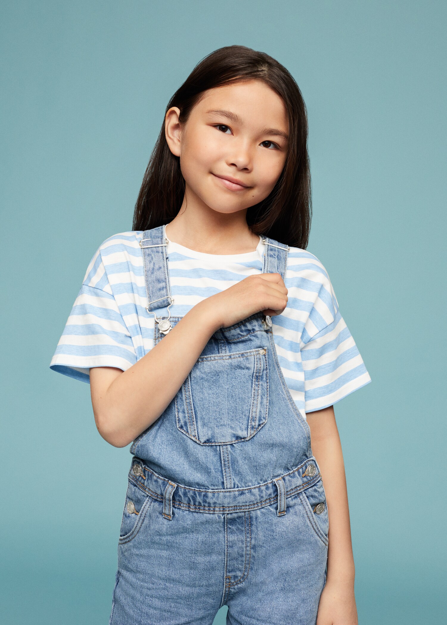 Long denim dungarees - Medium plane
