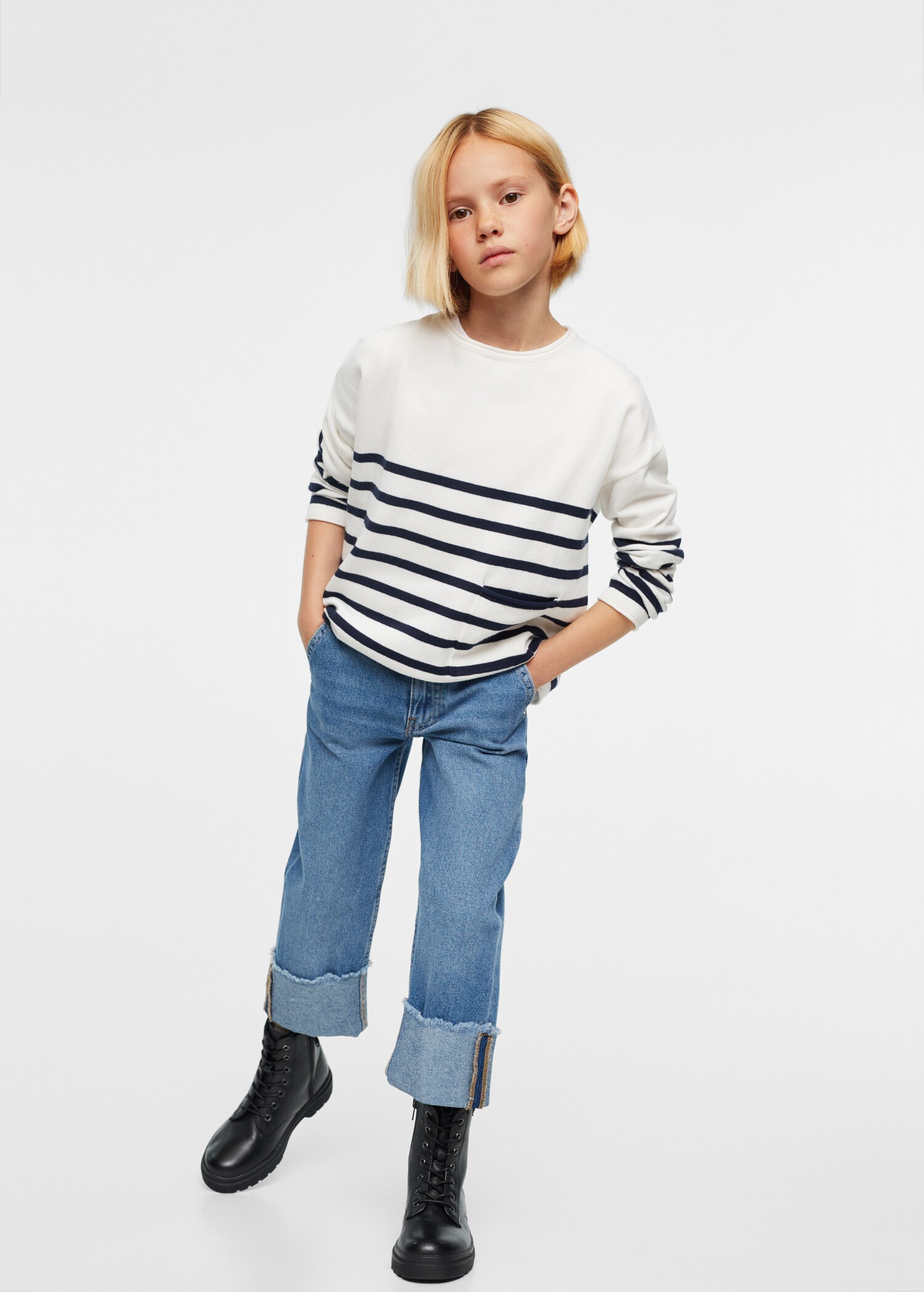 Pull-over coton poche - Plan moyen