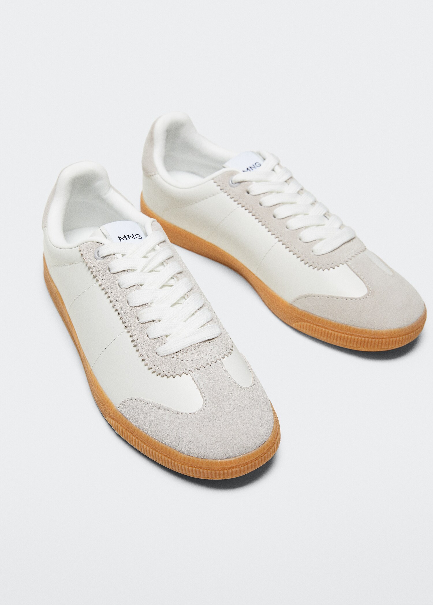 Panels leather sneakers - Woman | MANGO OUTLET USA