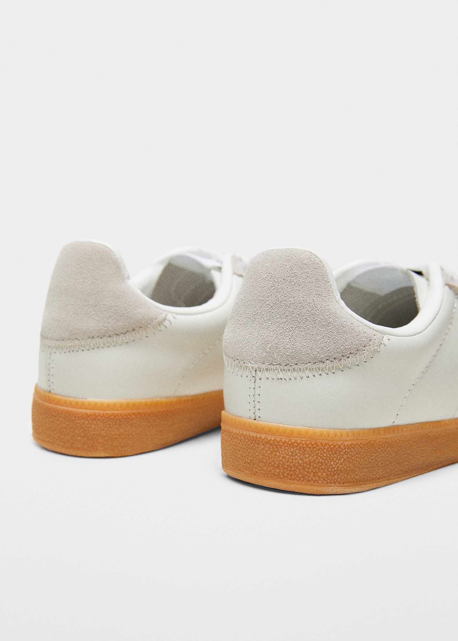 Panels leather sneakers - Woman | MANGO OUTLET USA