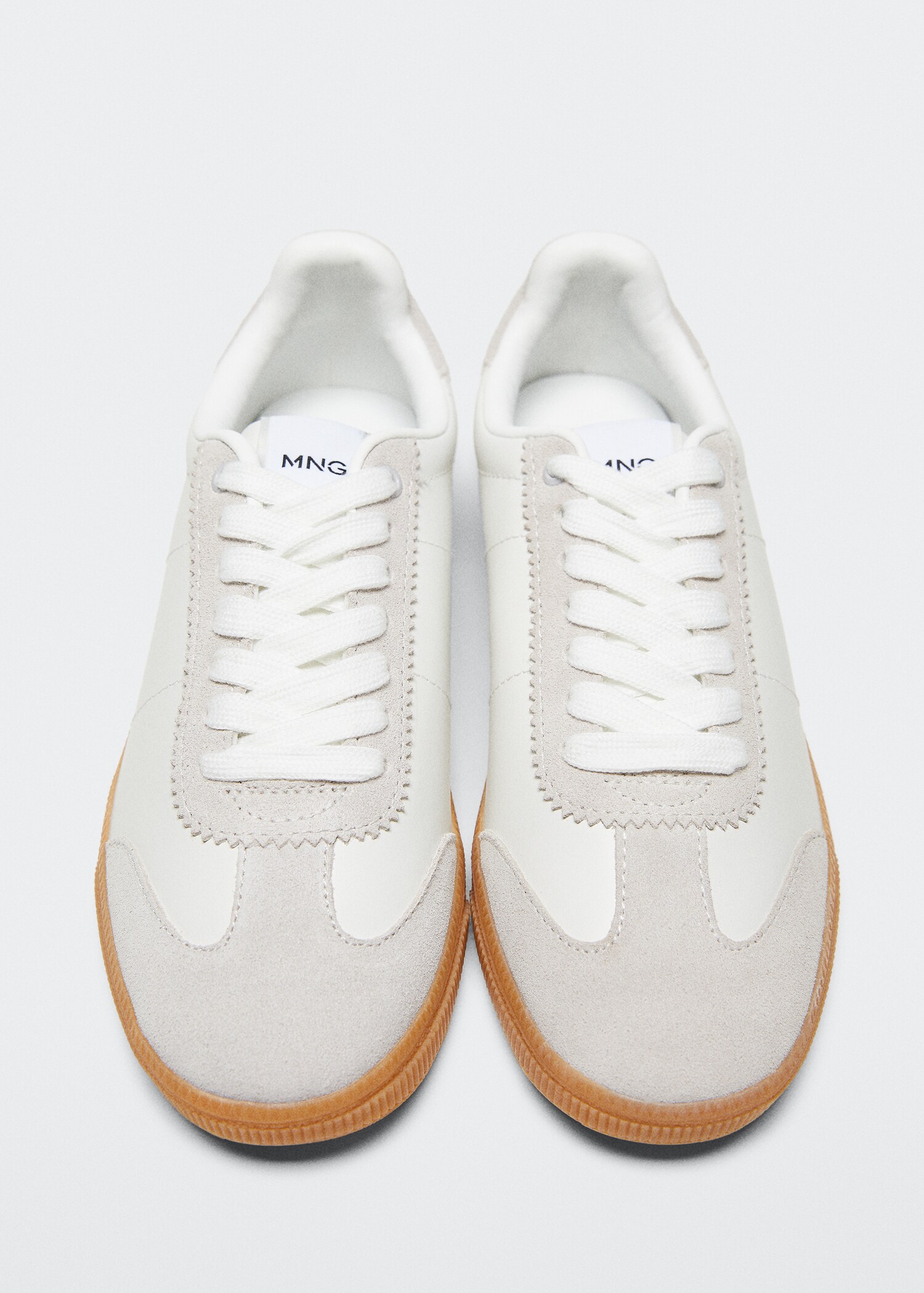 Panels leather sneakers - Woman | MANGO OUTLET USA