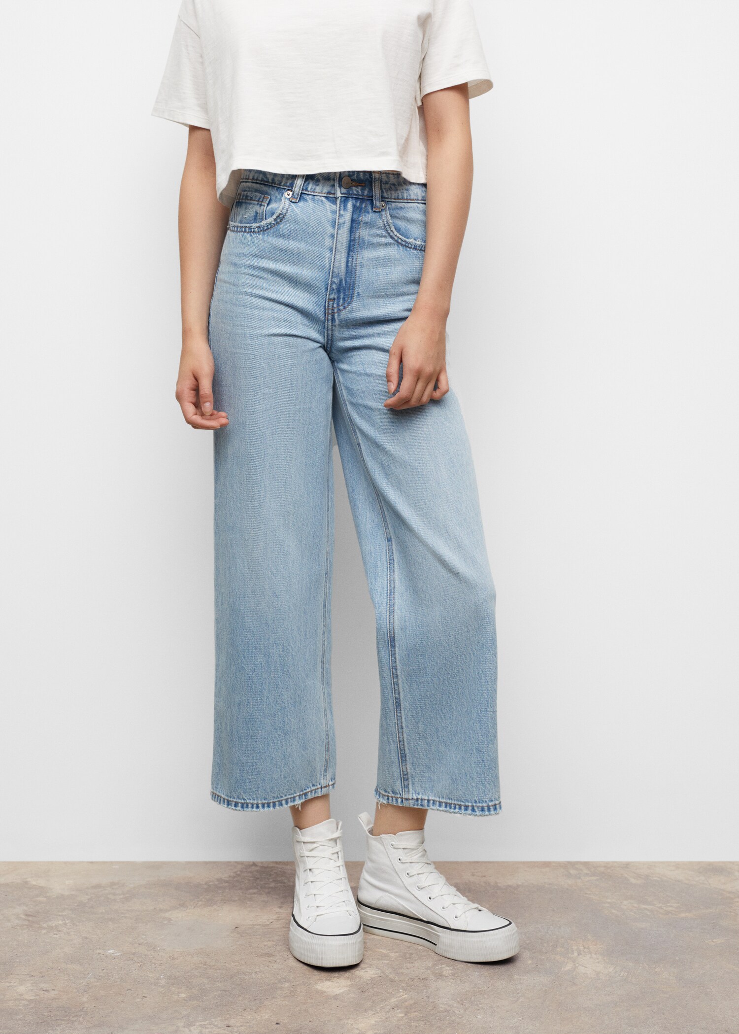 Džíny culottes s roztřepeným spodním lemem - Detail zboží 1