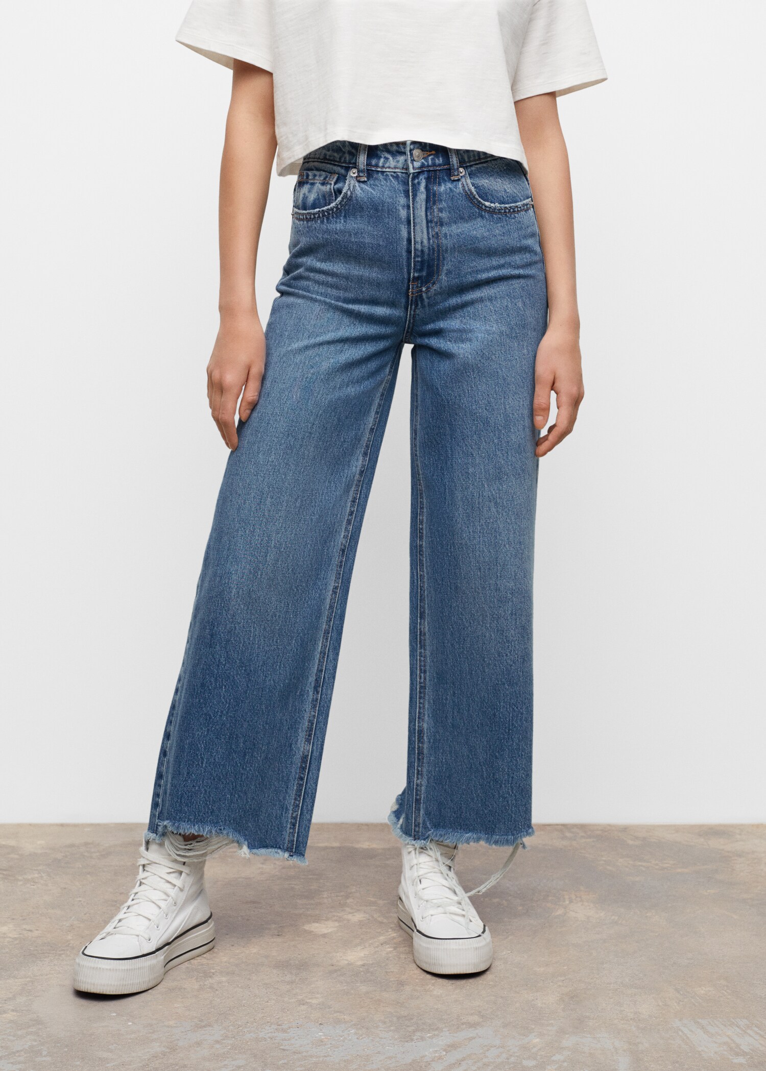 Džíny culottes s roztřepeným spodním lemem - Detail zboží 1