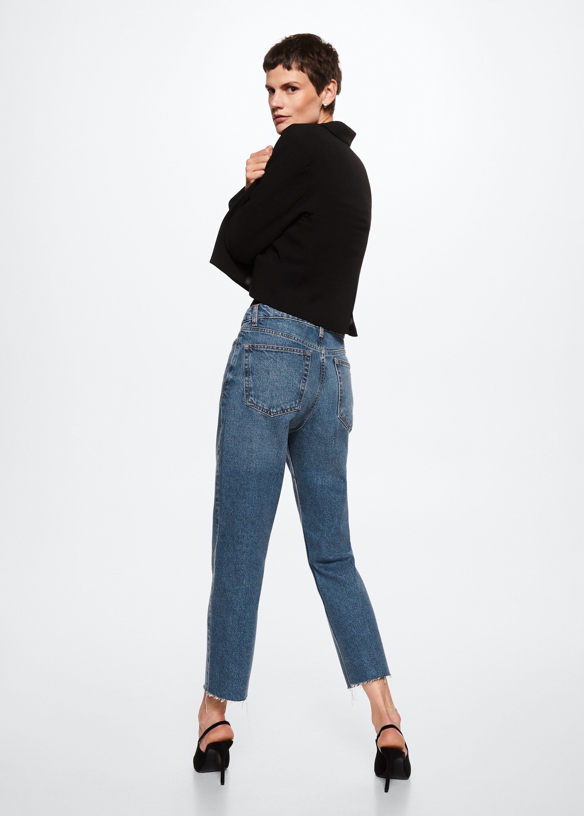 High-waist cropped straight jeans - Reverse of the article