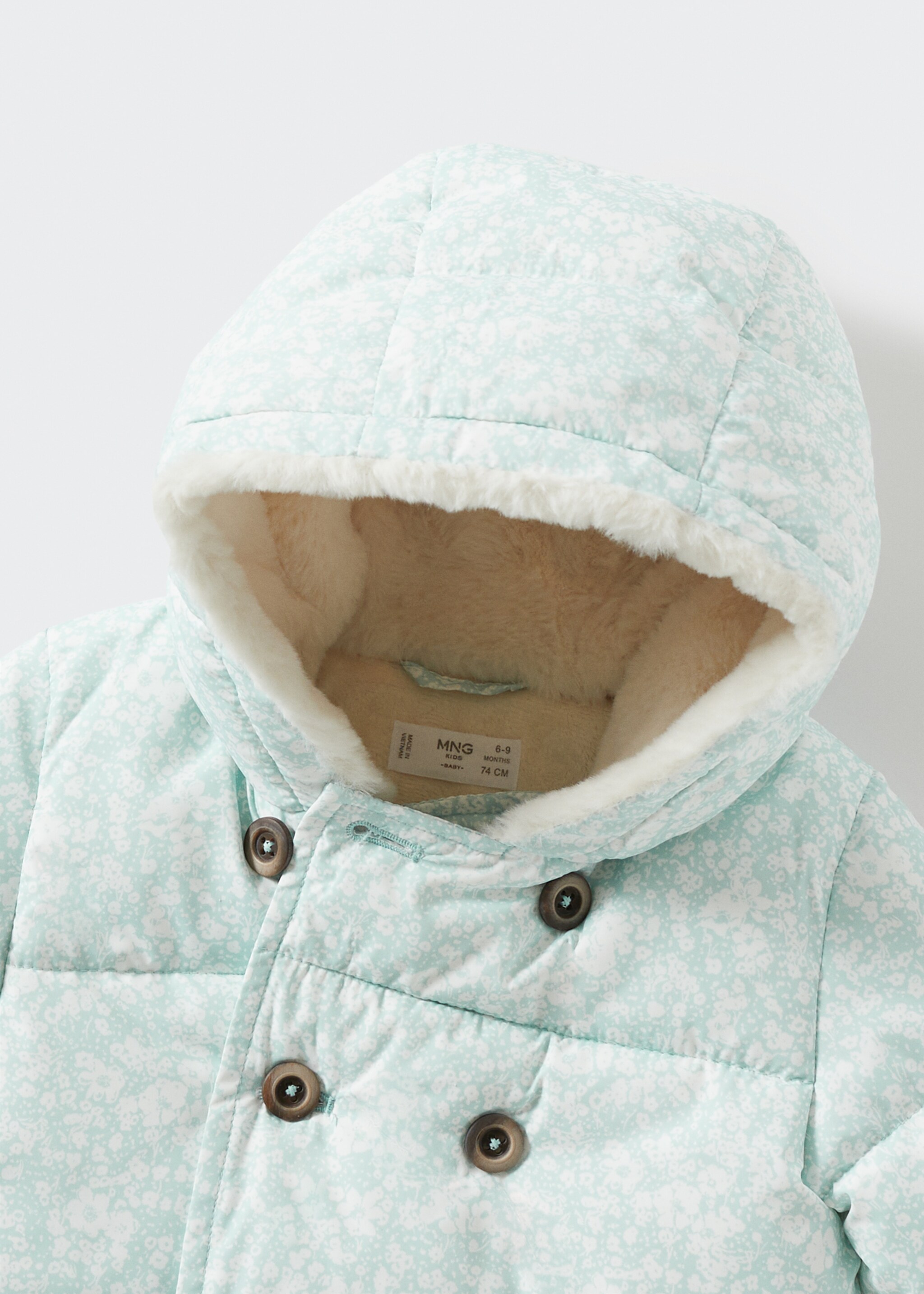 Fur-effect quilted coat - Details of the article 8