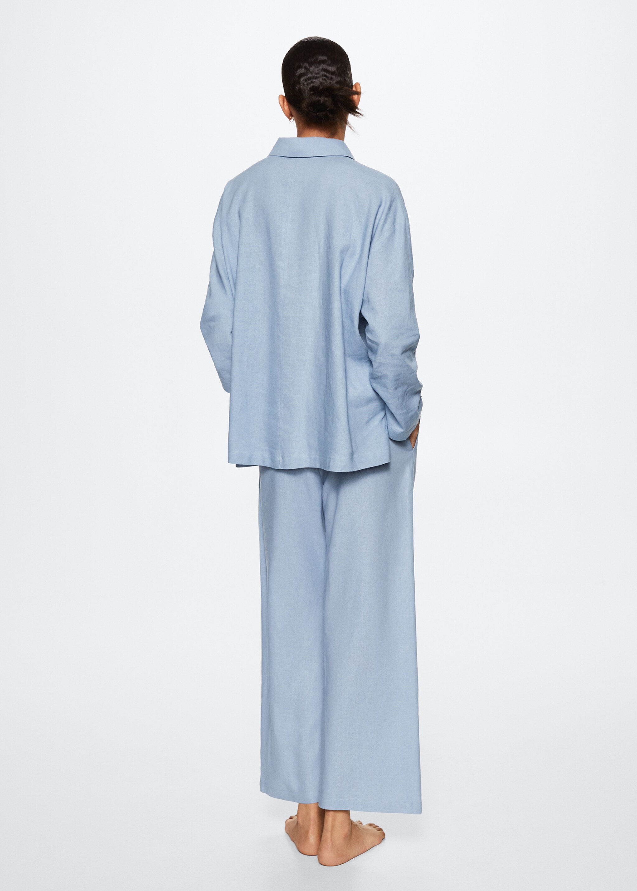 Linen pajama pants - Reverse of the article, Blue. Ref: 37074006-00.