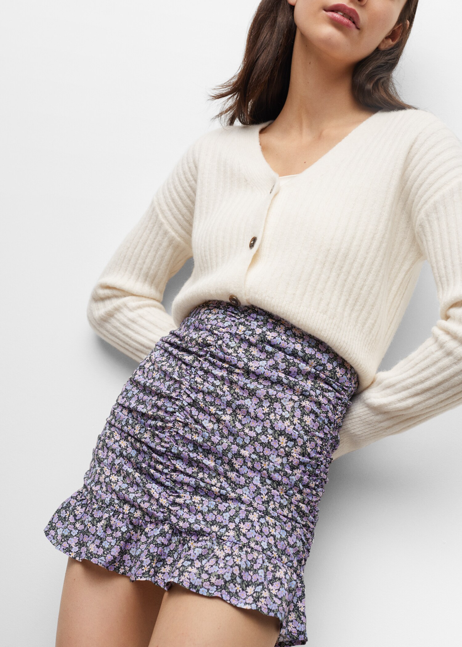 Ruffle flower print miniskirt - Details of the article 1