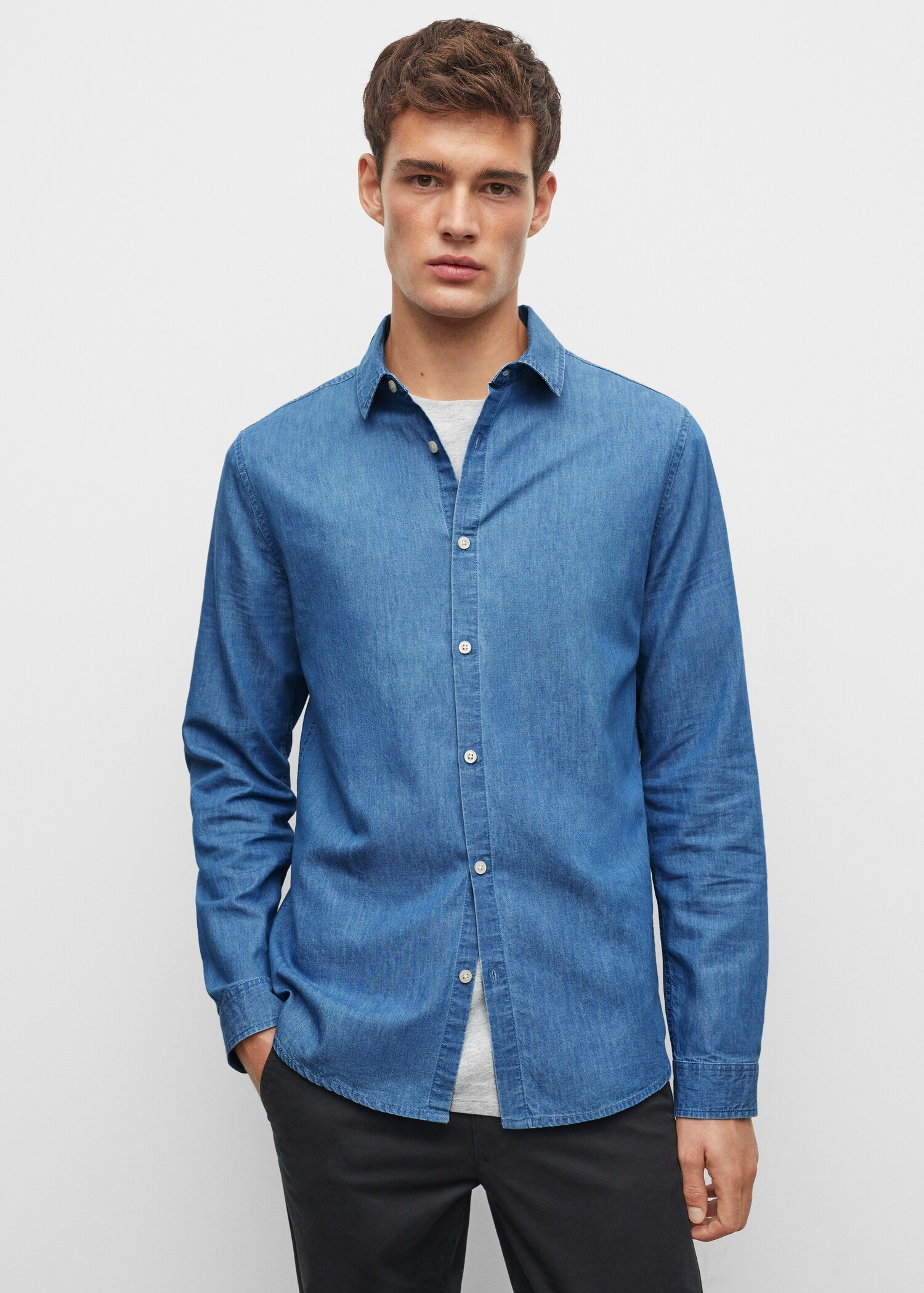 Camisa denim algodón - Plano medio