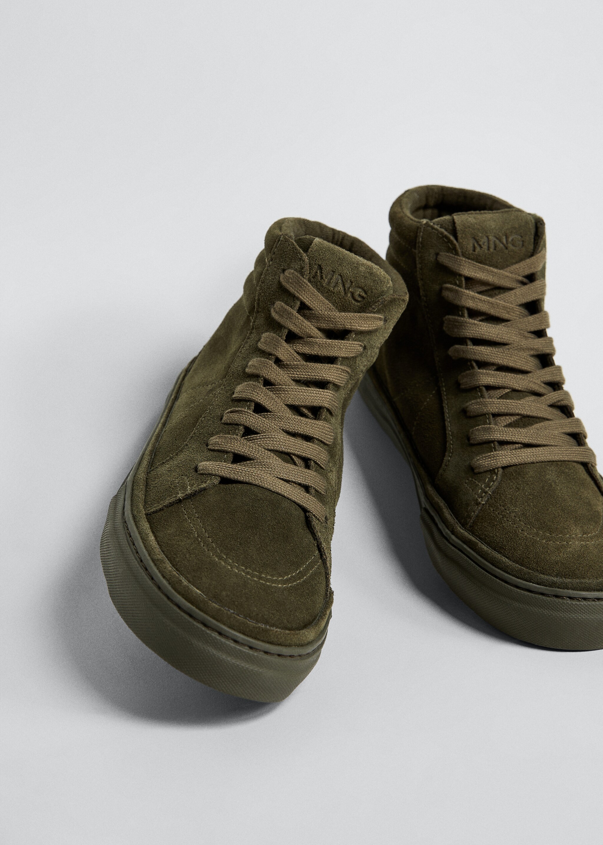 Ankle boot leather trainers - Details of the article 5, Khaki. Ref: 37075139-00.