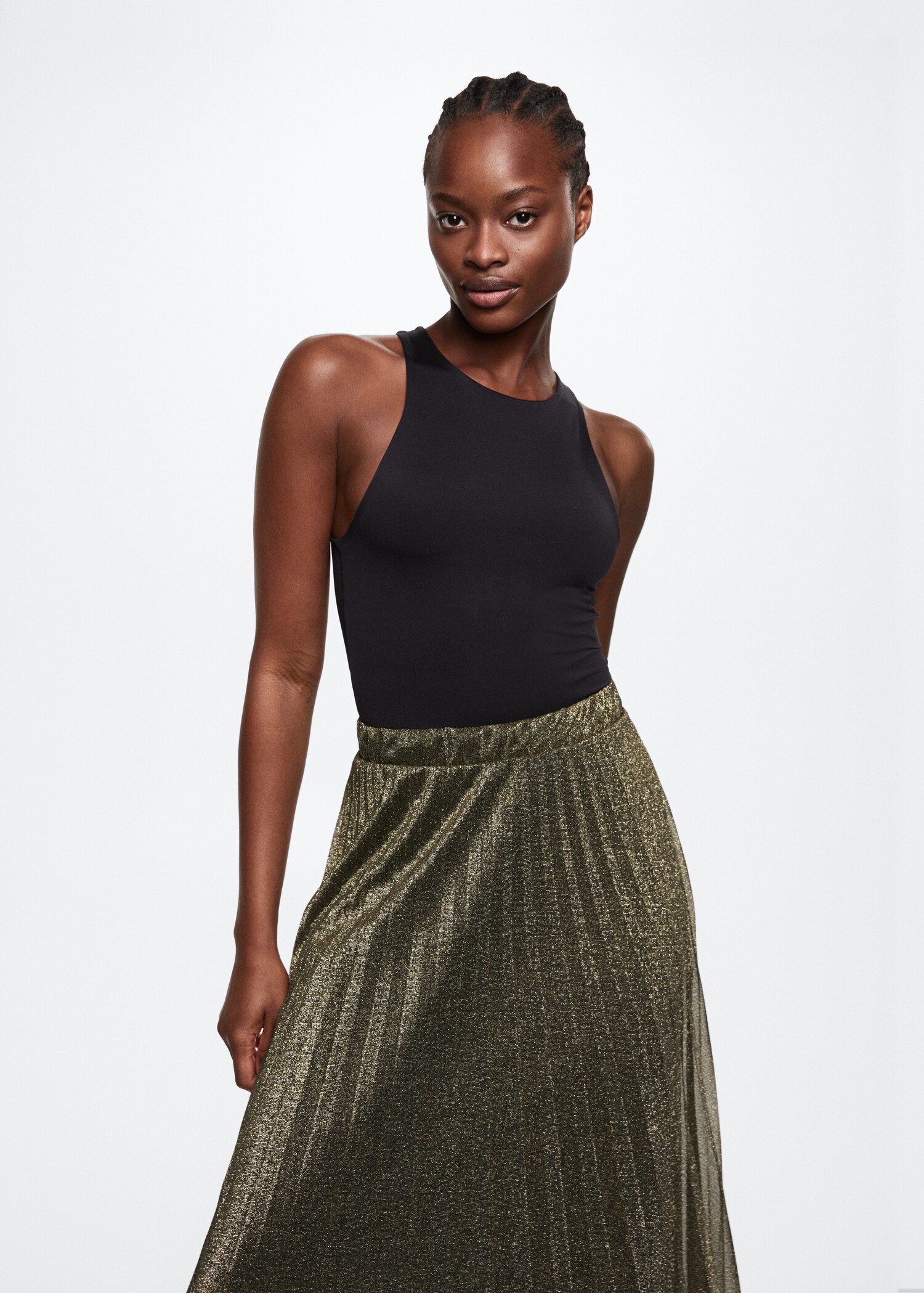 Shiny pleated skirt - Medium plane