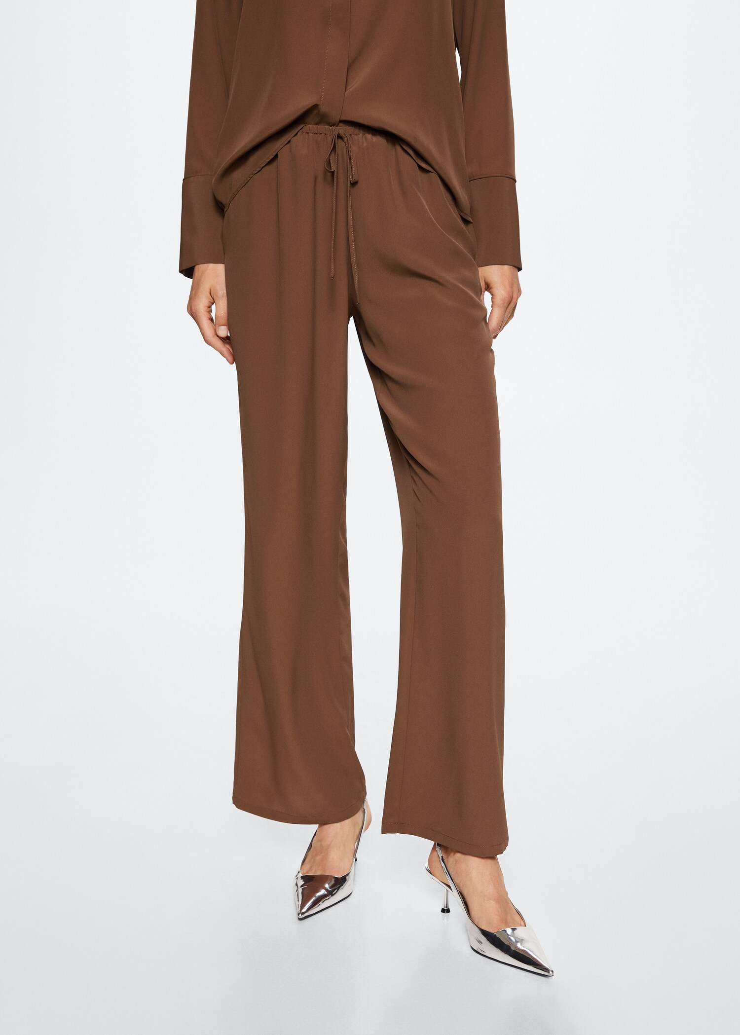 Drawstring straight trousers - Medium plane