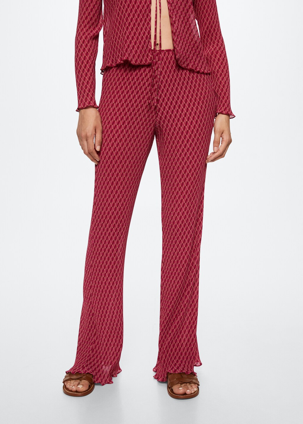 Straight textured pants - Women | MANGO OUTLET USA Straight textured pants - Women | MANGO OUTLET USA