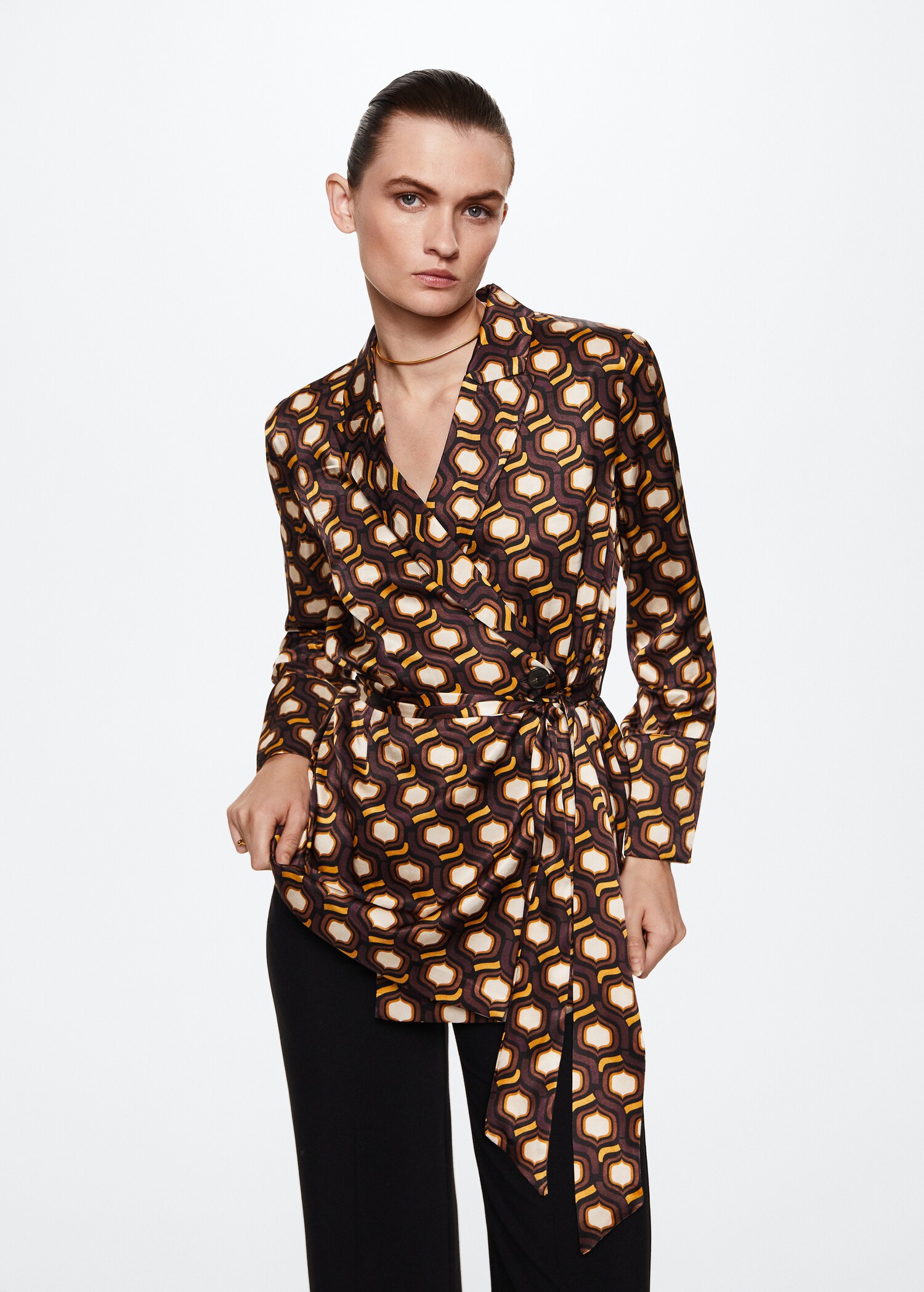 Veste croisée en imprimé géométrique - Plan moyen