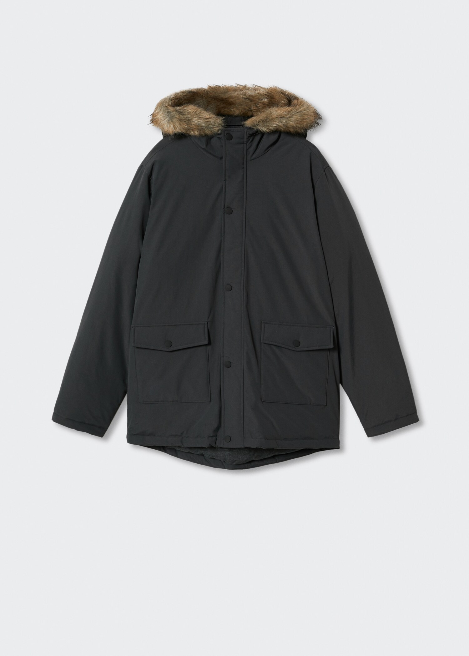 Anorak with shearling-effect hood - Article without model
