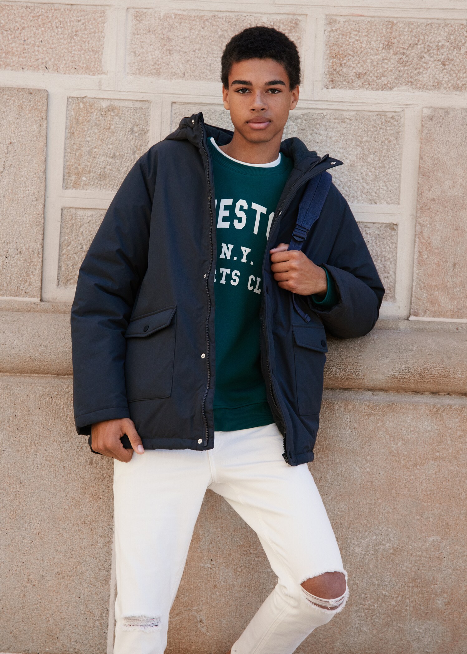 Anorak with shearling-effect hood - Details of the article 5
